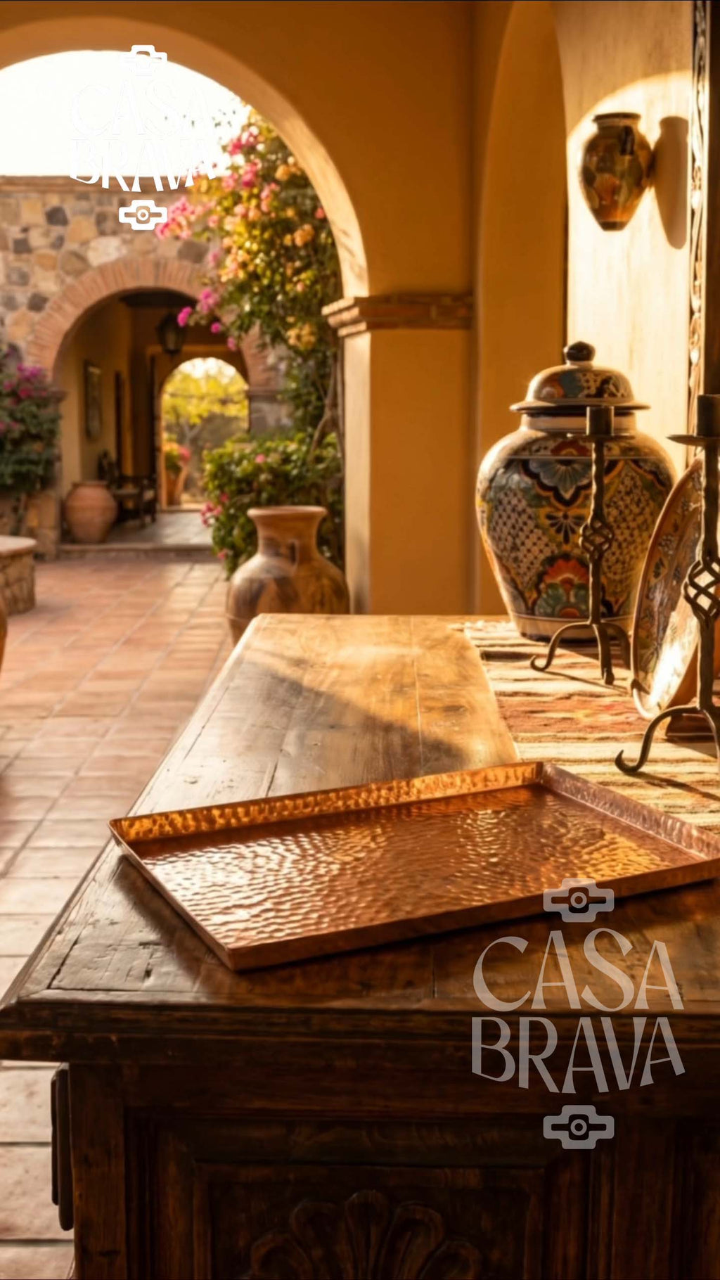 Hammered Copper Rectangular Tray