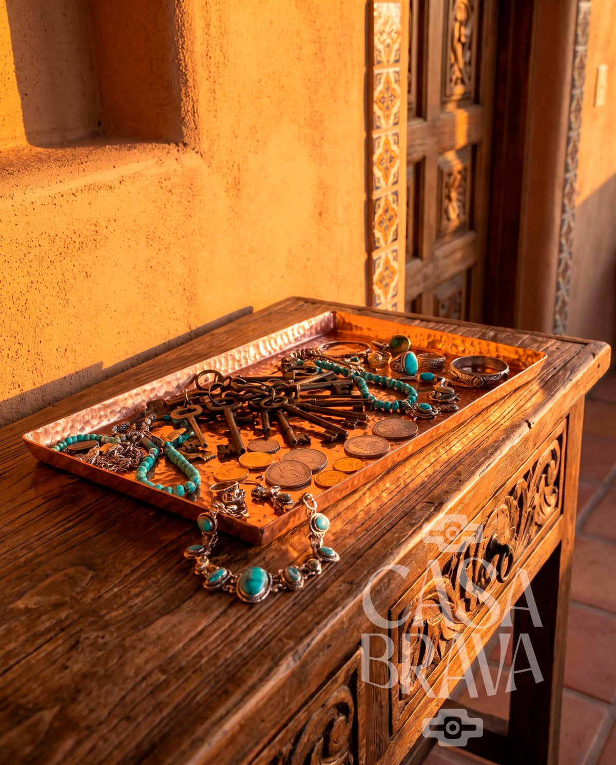 Hammered Copper Rectangular Tray
