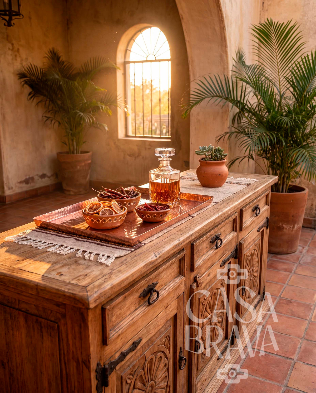 Hammered Copper Rectangular Tray