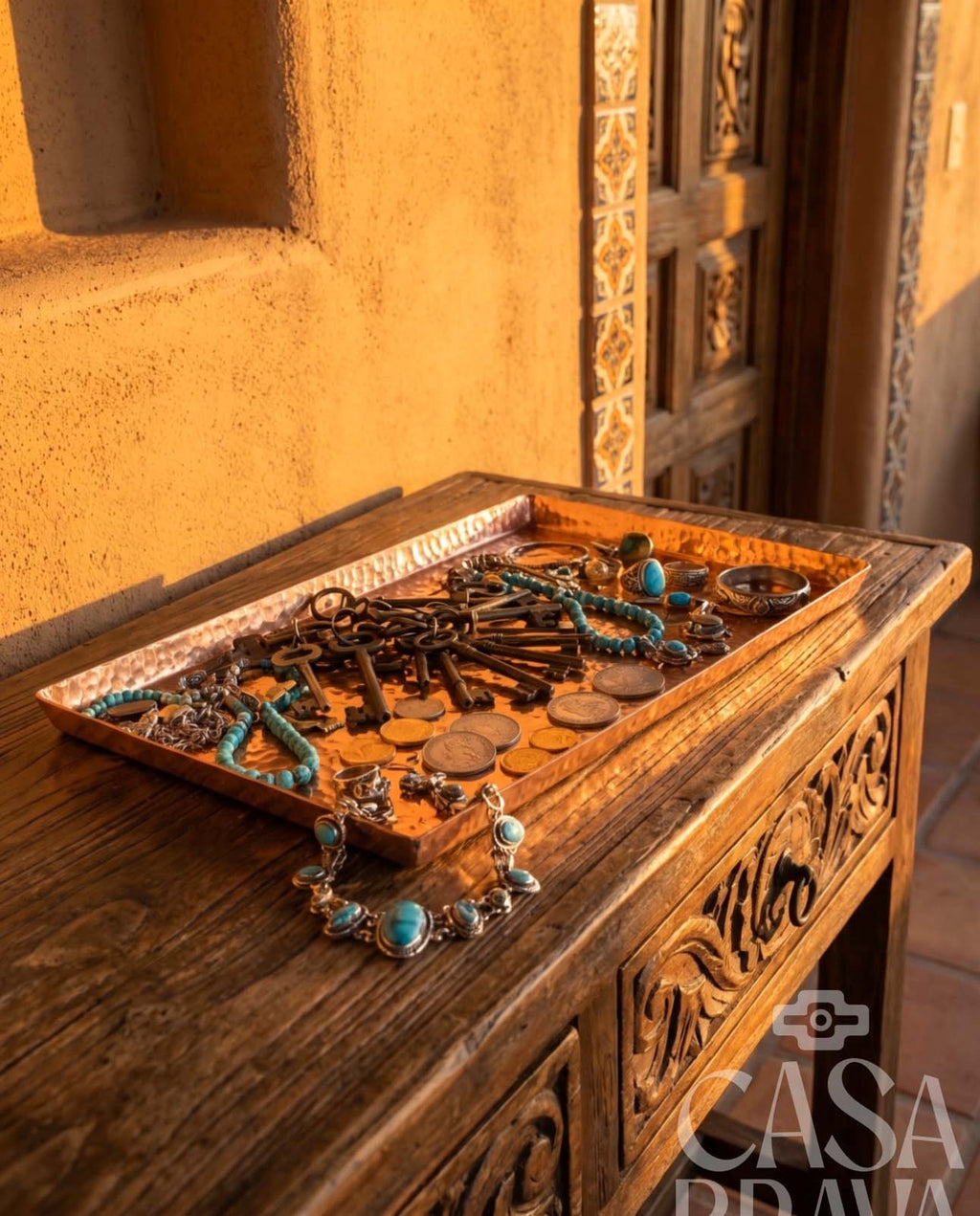 Hammered Copper Rectangular Tray