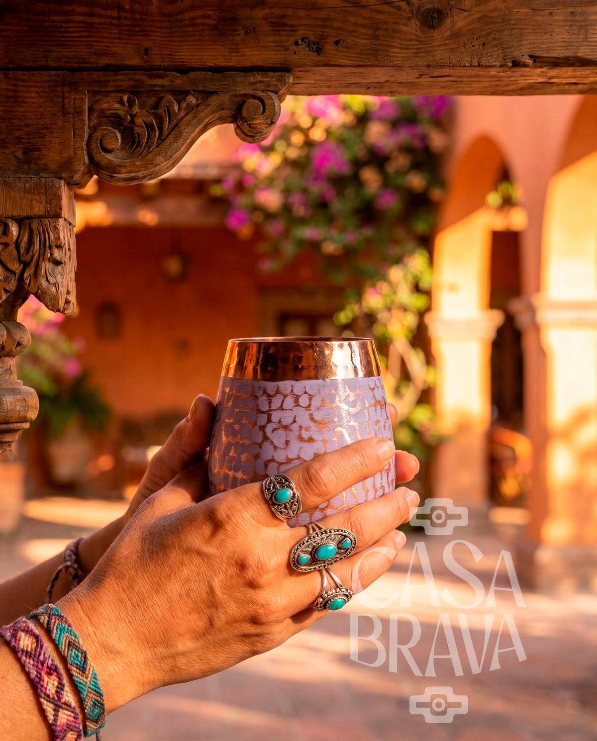 Agua Fresca Hammered Copper Glass