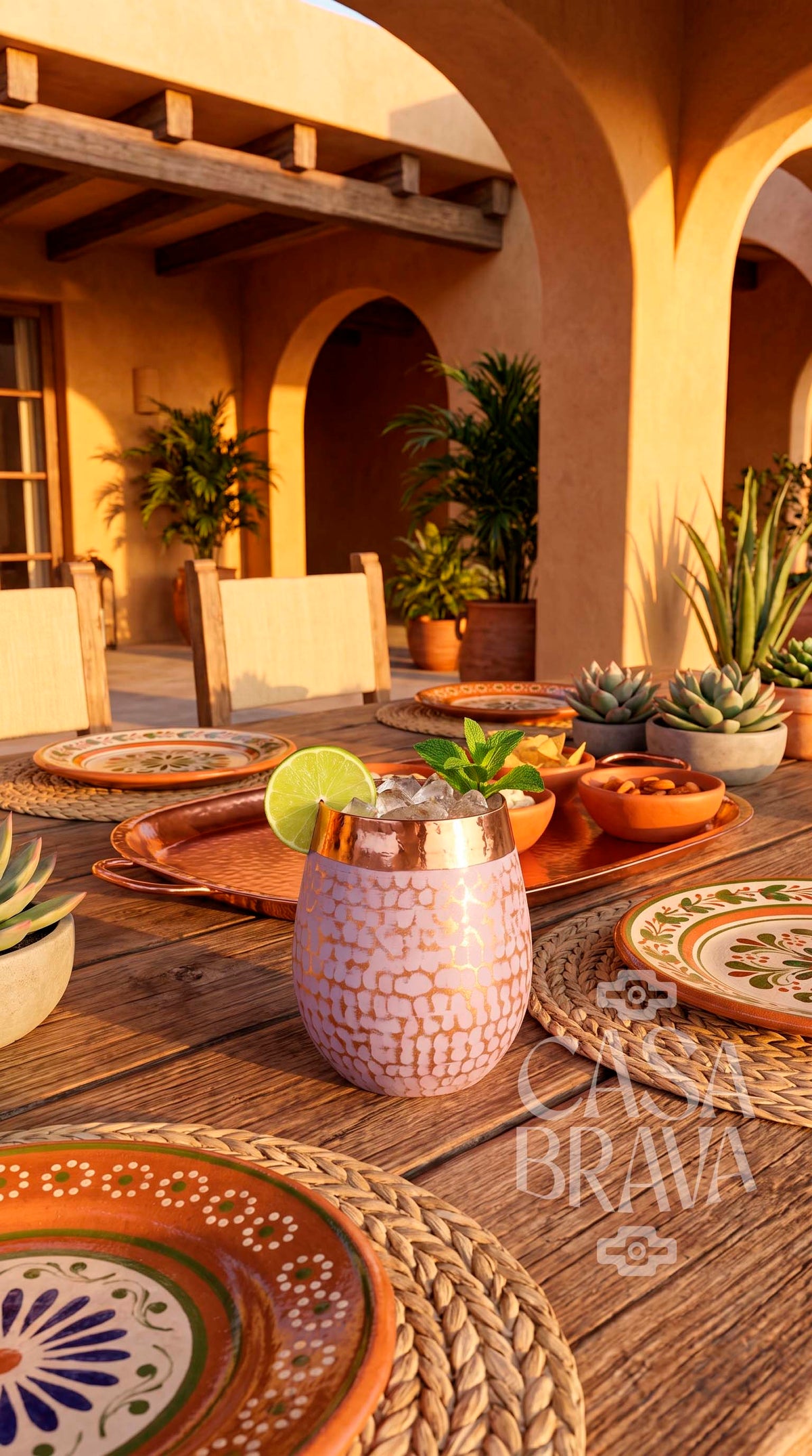 Agua Fresca Hammered Copper Glass