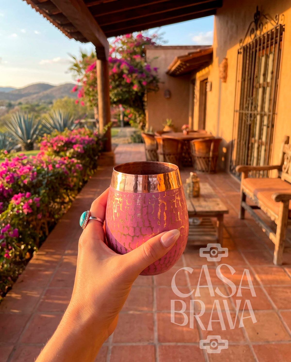 Agua Fresca Hammered Copper Glass