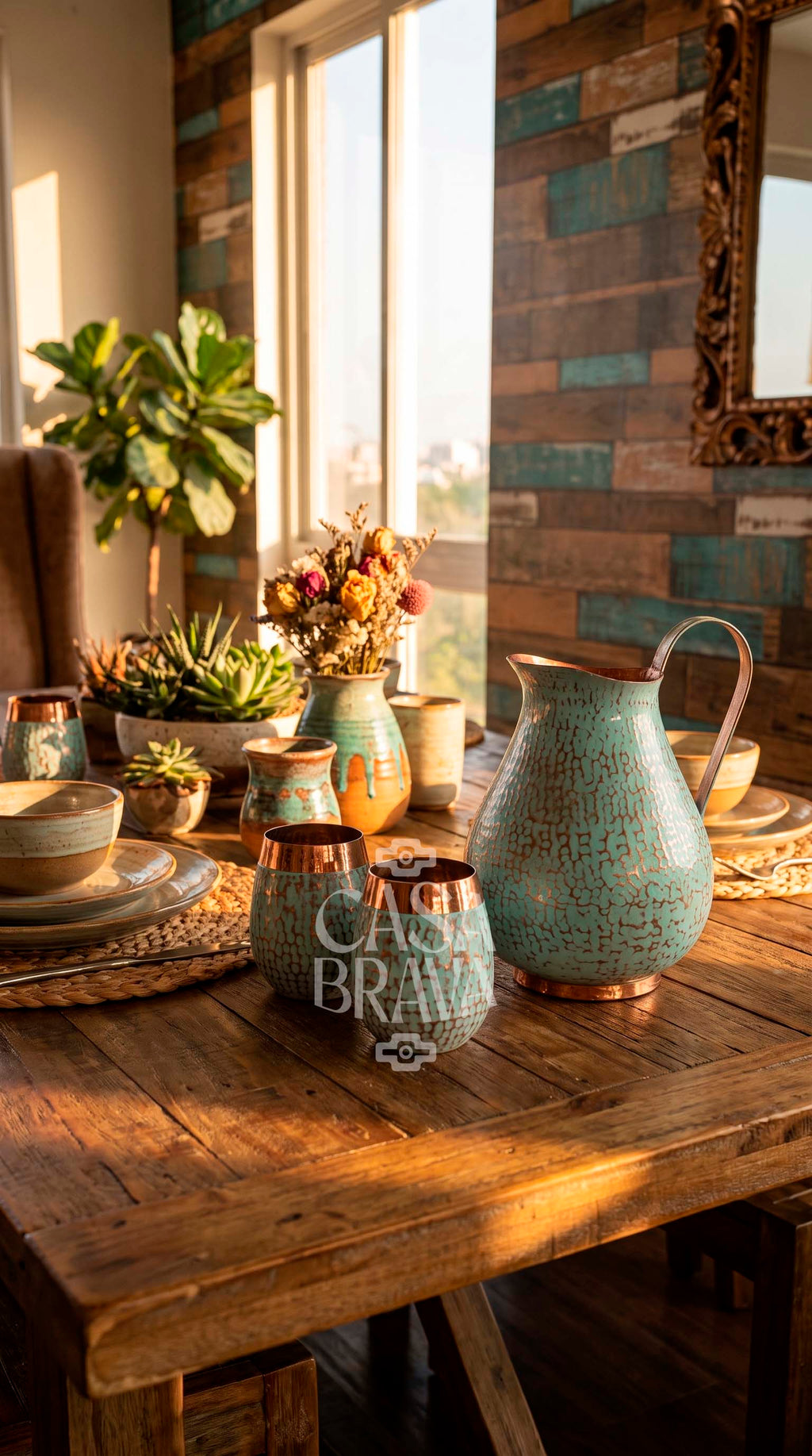 Agua Fresca Hammered Copper Picher Set