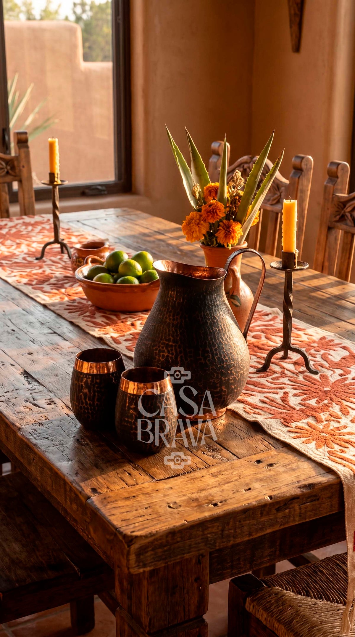 Agua Fresca Hammered Copper Picher Set
