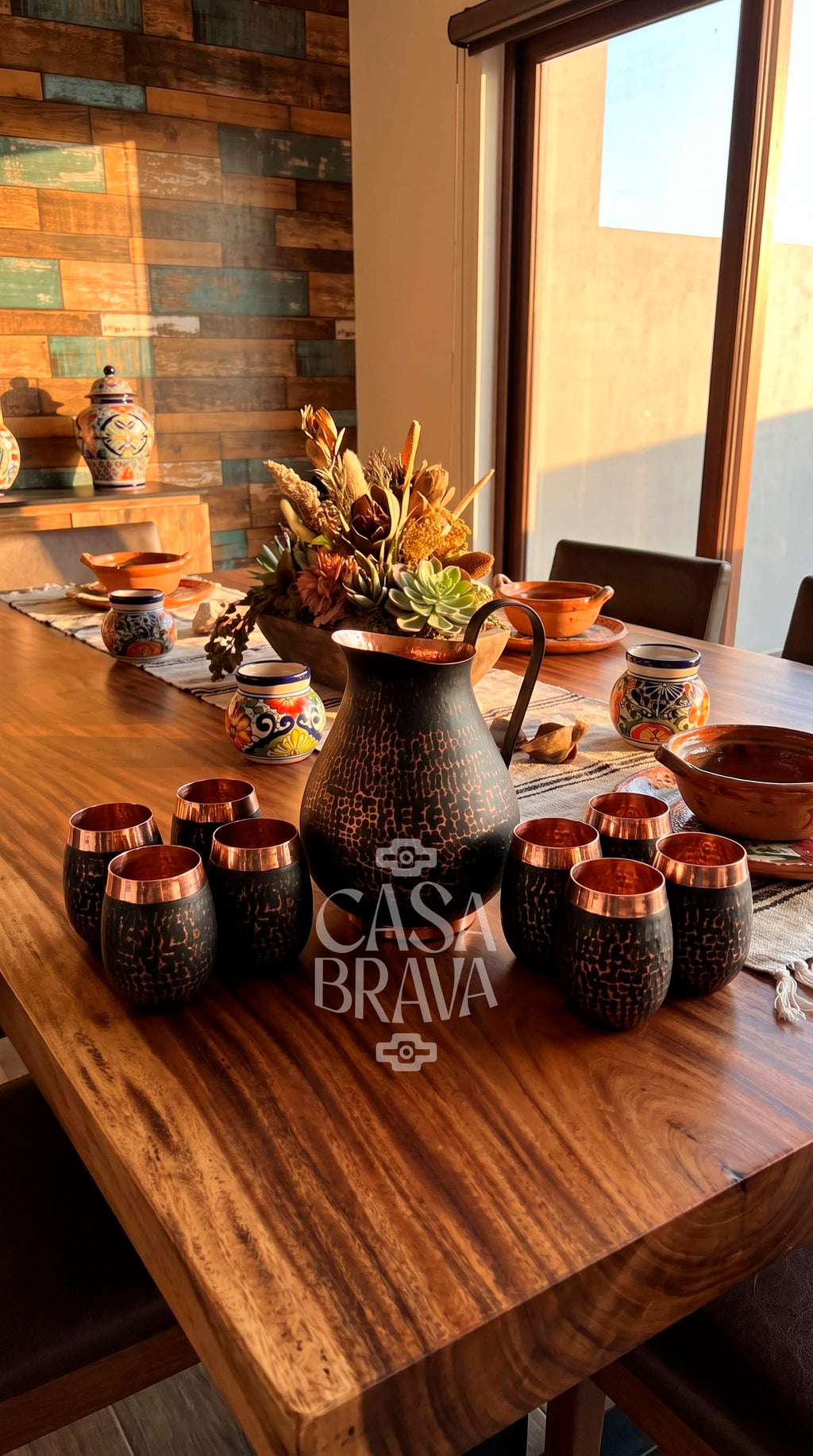 Agua Fresca Hammered Copper Picher Set