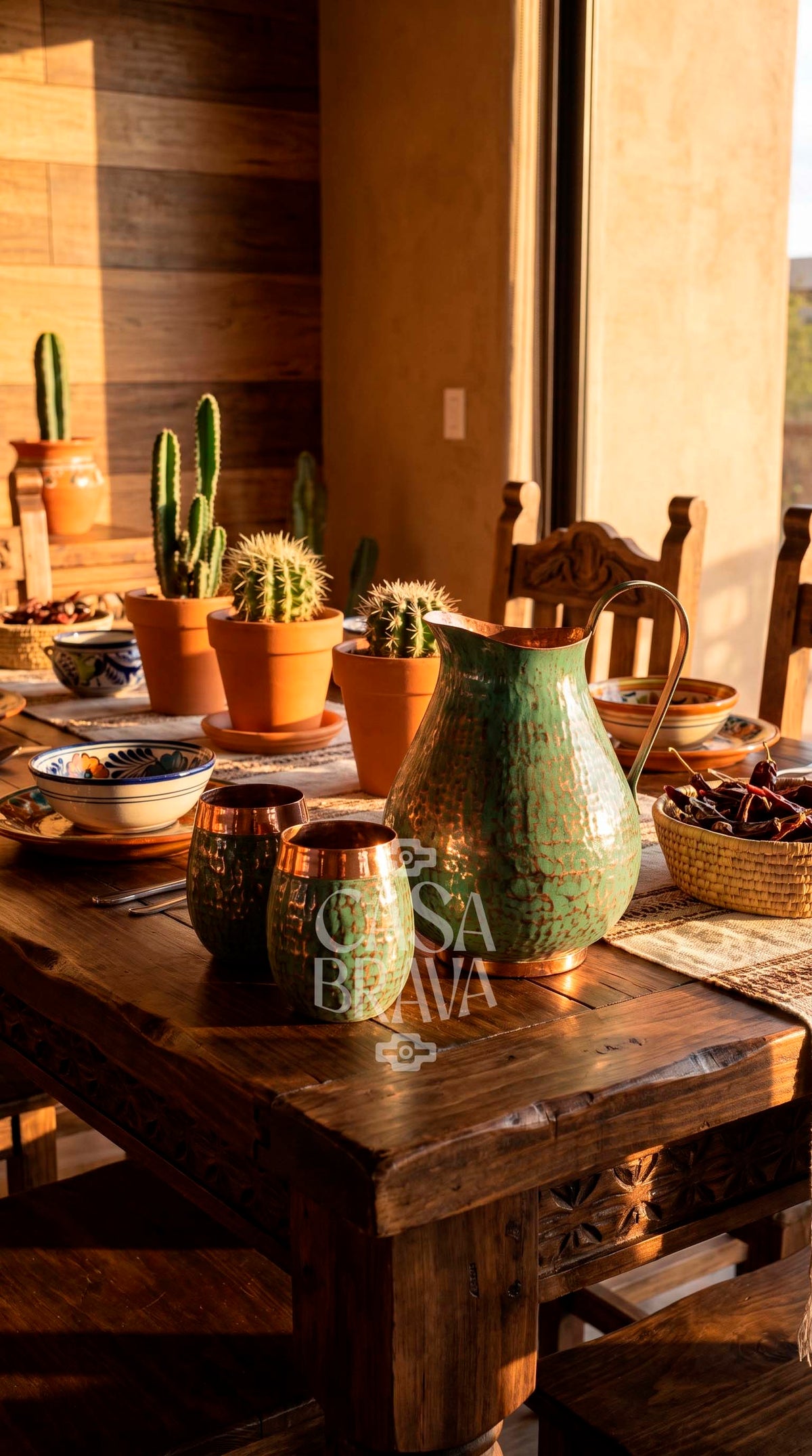 Agua Fresca Hammered Copper Picher Set