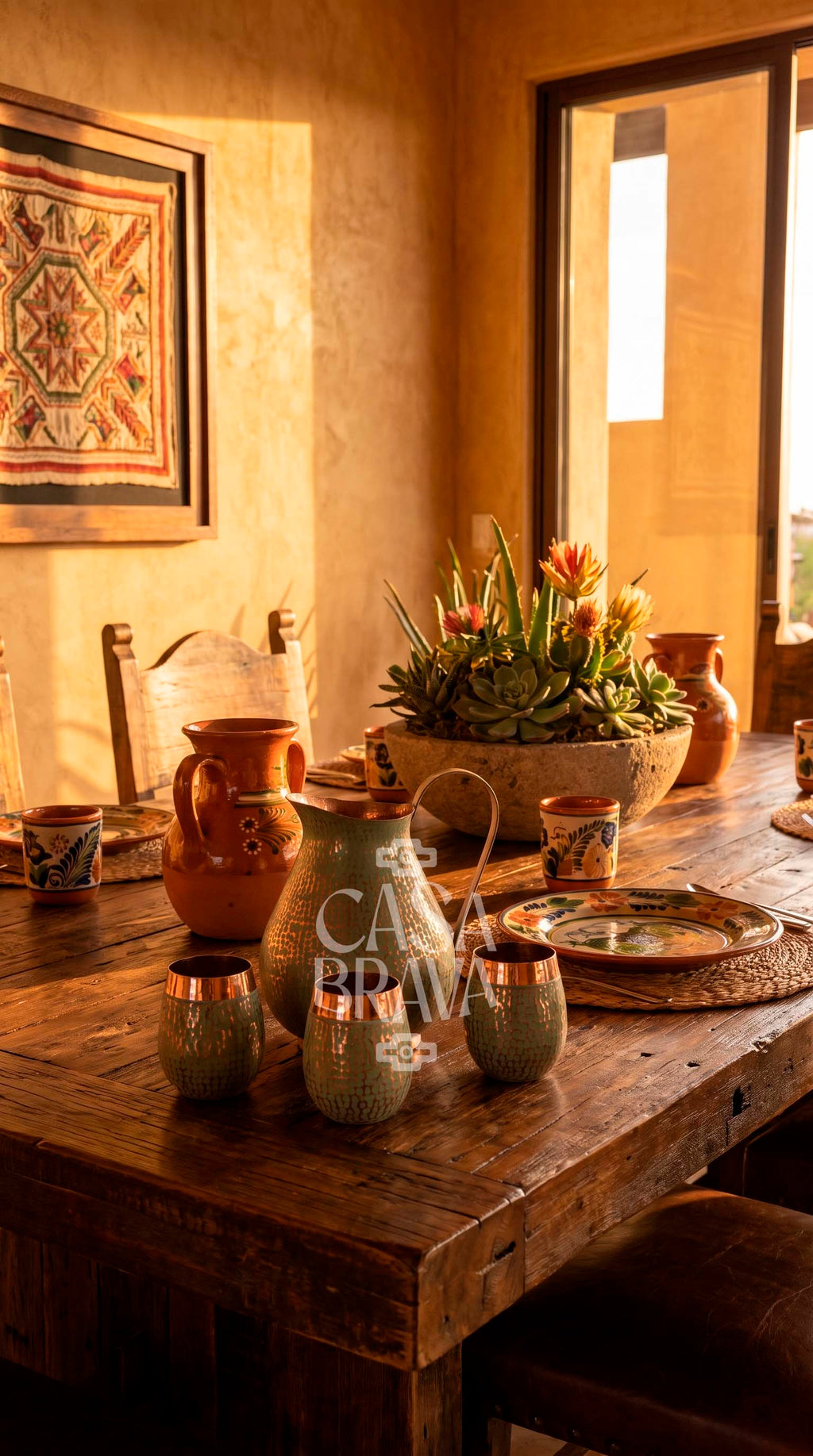 Agua Fresca Hammered Copper Picher Set