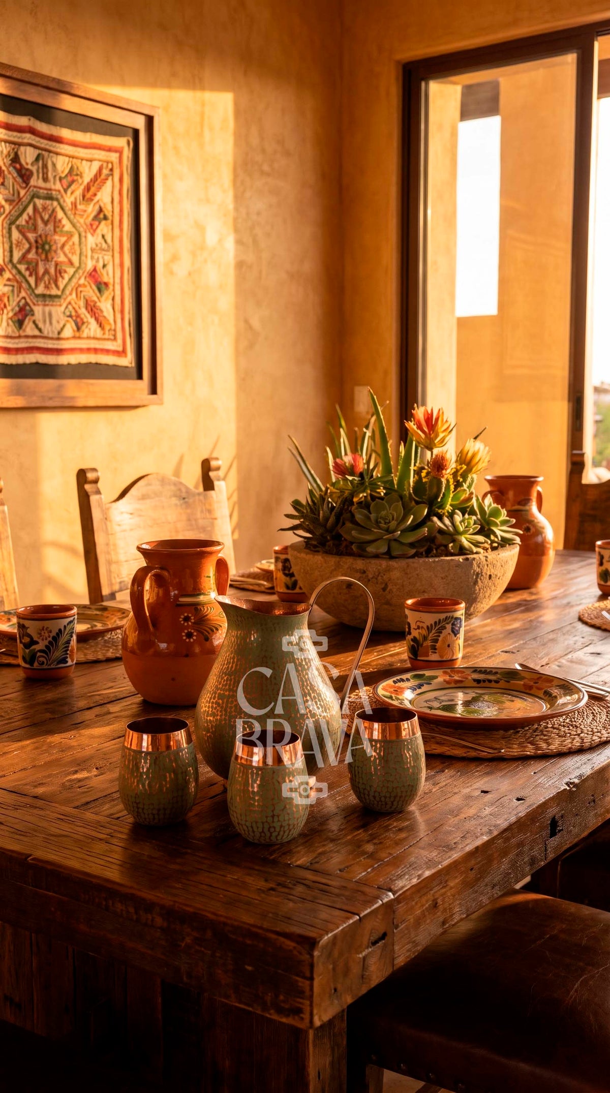 Agua Fresca Hammered Copper Picher Set