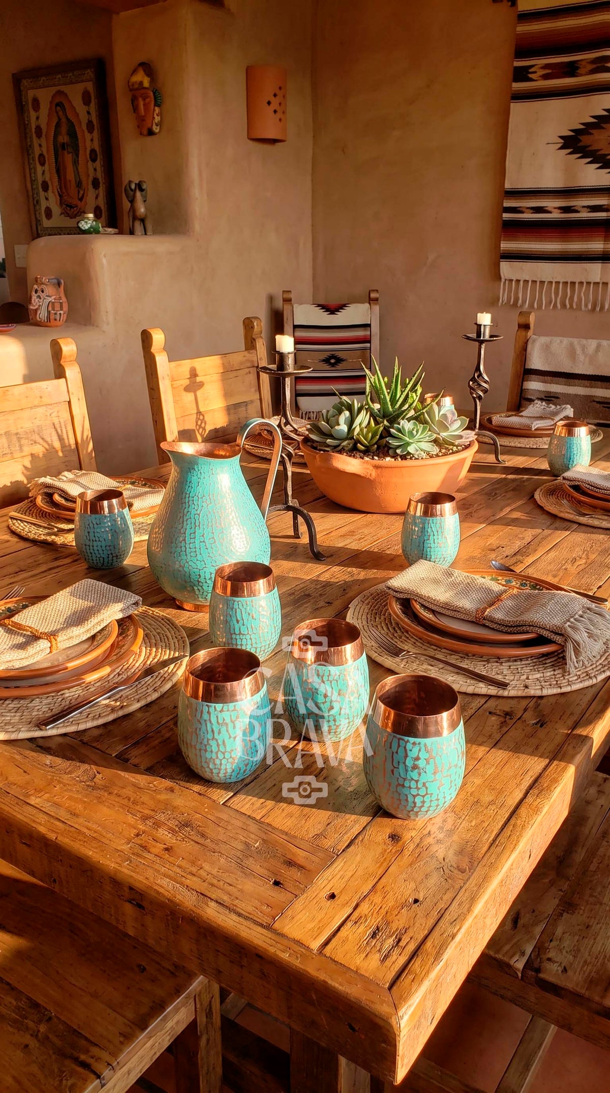 Agua Fresca Hammered Copper Picher Set