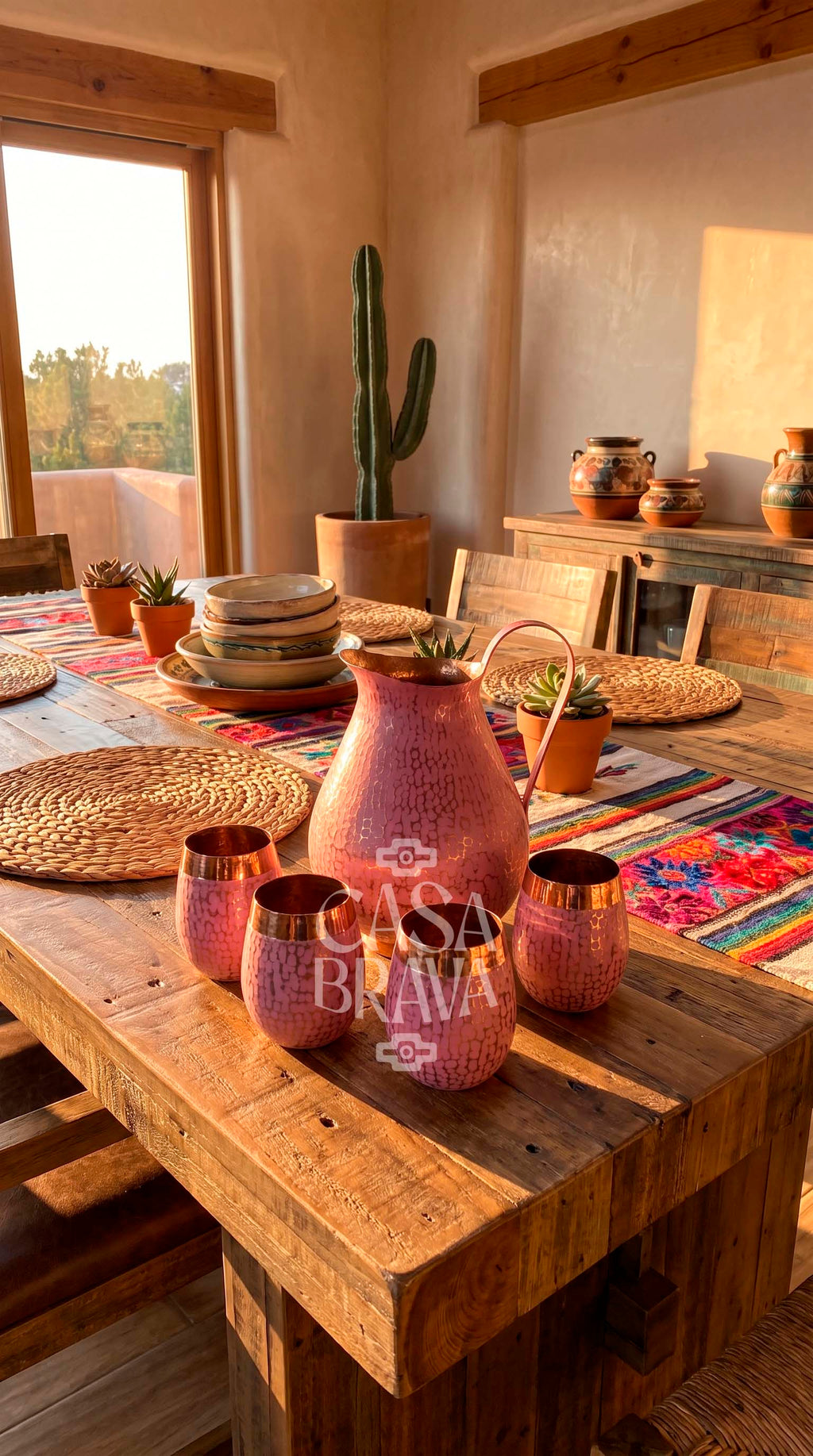 Agua Fresca Hammered Copper Picher Set