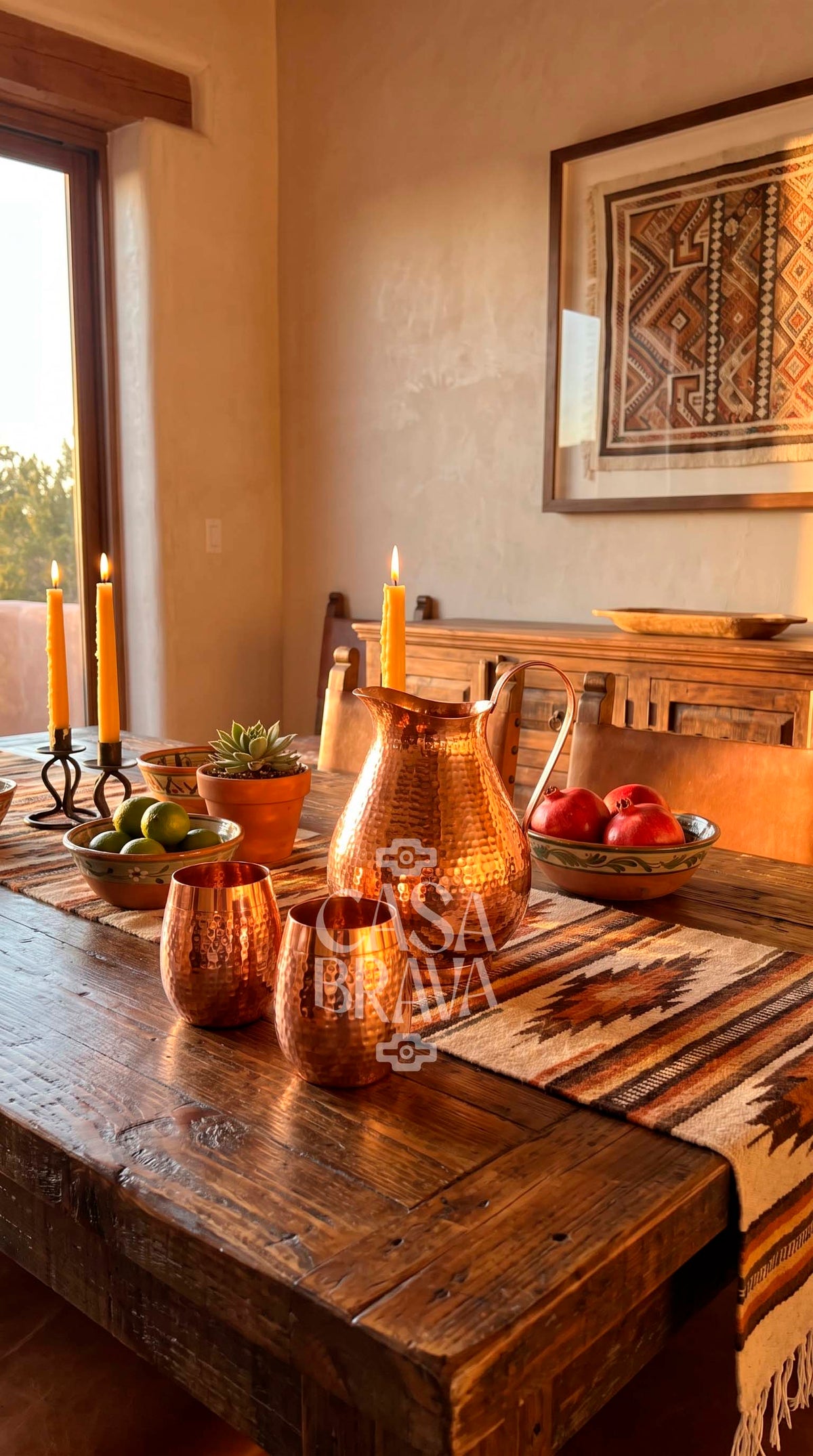 Agua Fresca Hammered Copper Picher Set