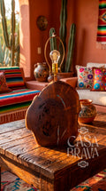 Southwestern Mesquite Lamp with Genuine Turquoise Stone