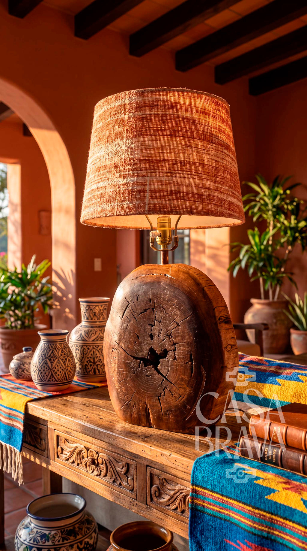 Southwestern Mesquite Lamp with Genuine Turquoise Stone