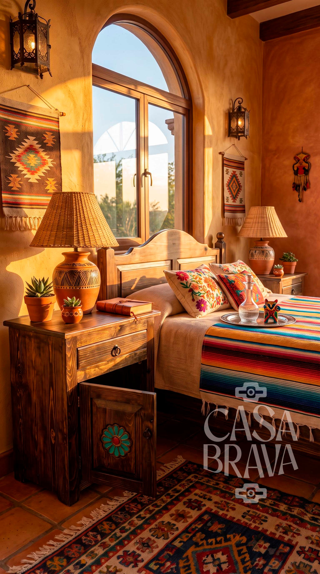 Campeche Rustic Nightstand – Mexican-Inspired Bedside Table