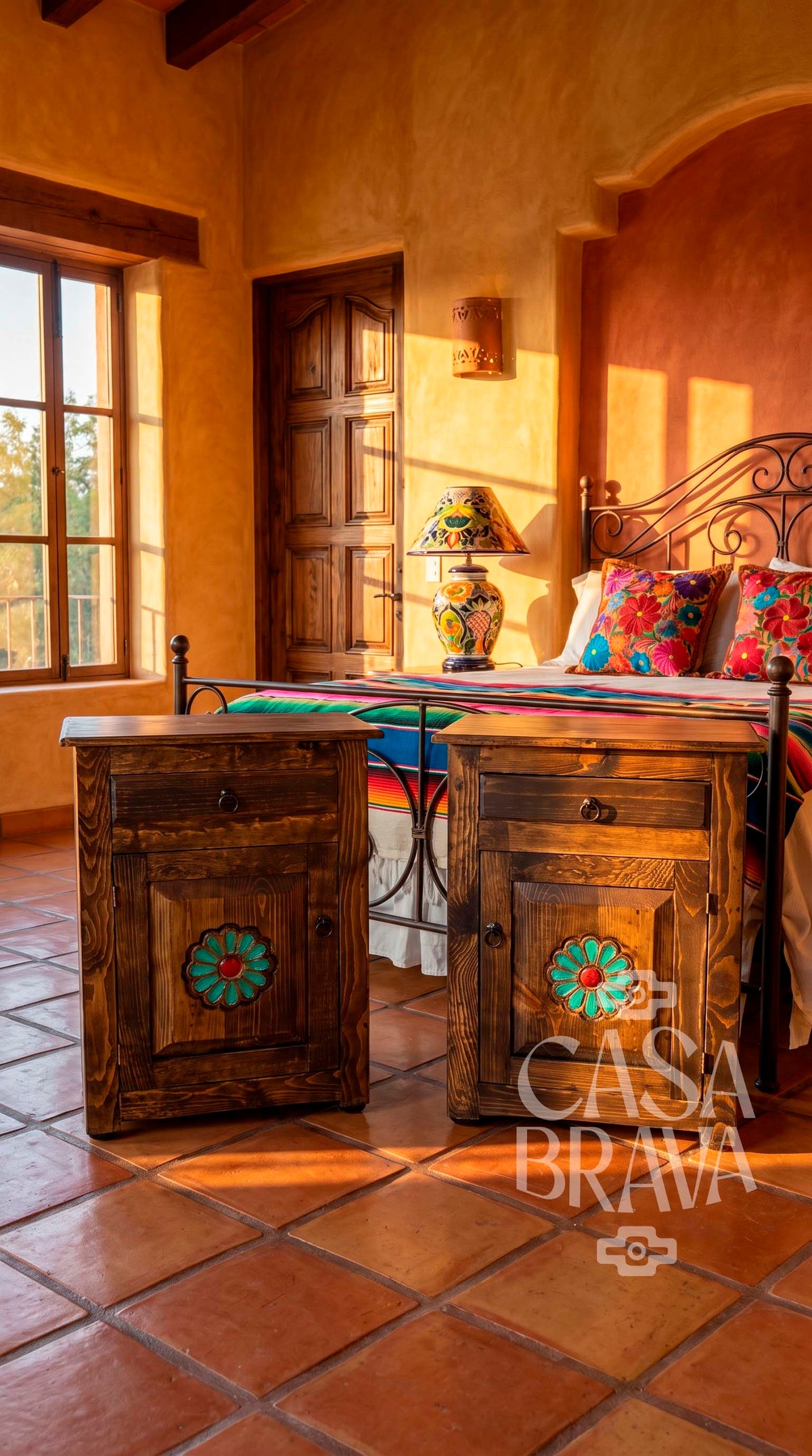 Campeche Rustic Nightstand – Mexican-Inspired Bedside Table