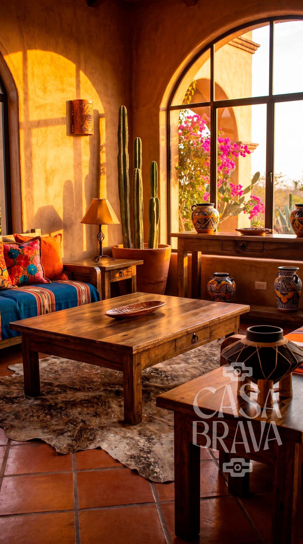 Encino Sofa Table Set – 4-Piece Rustic Mexican Living Room Furniture Set