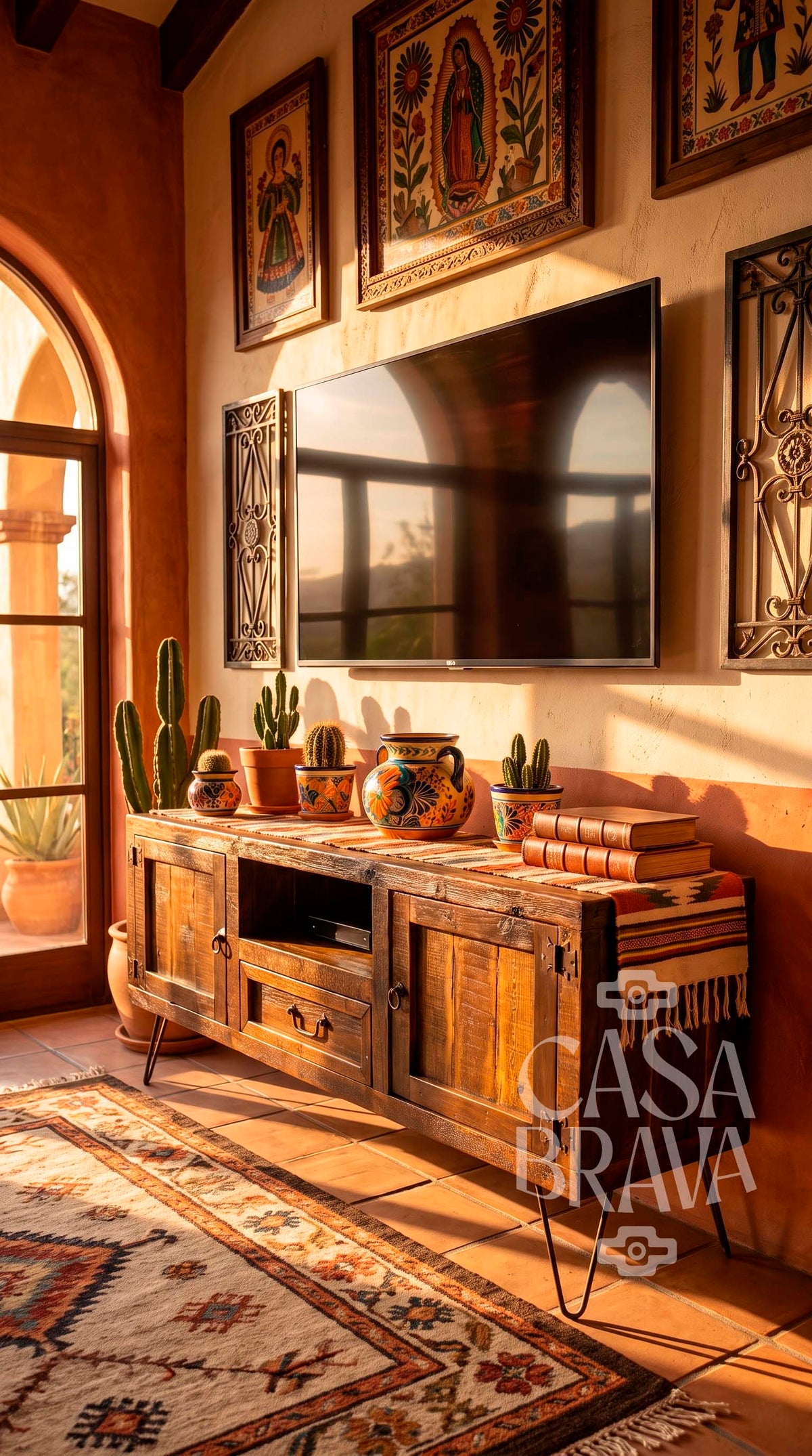 Guadalajara Rustic TV Console – Handcrafted Mexican Entertainment Center