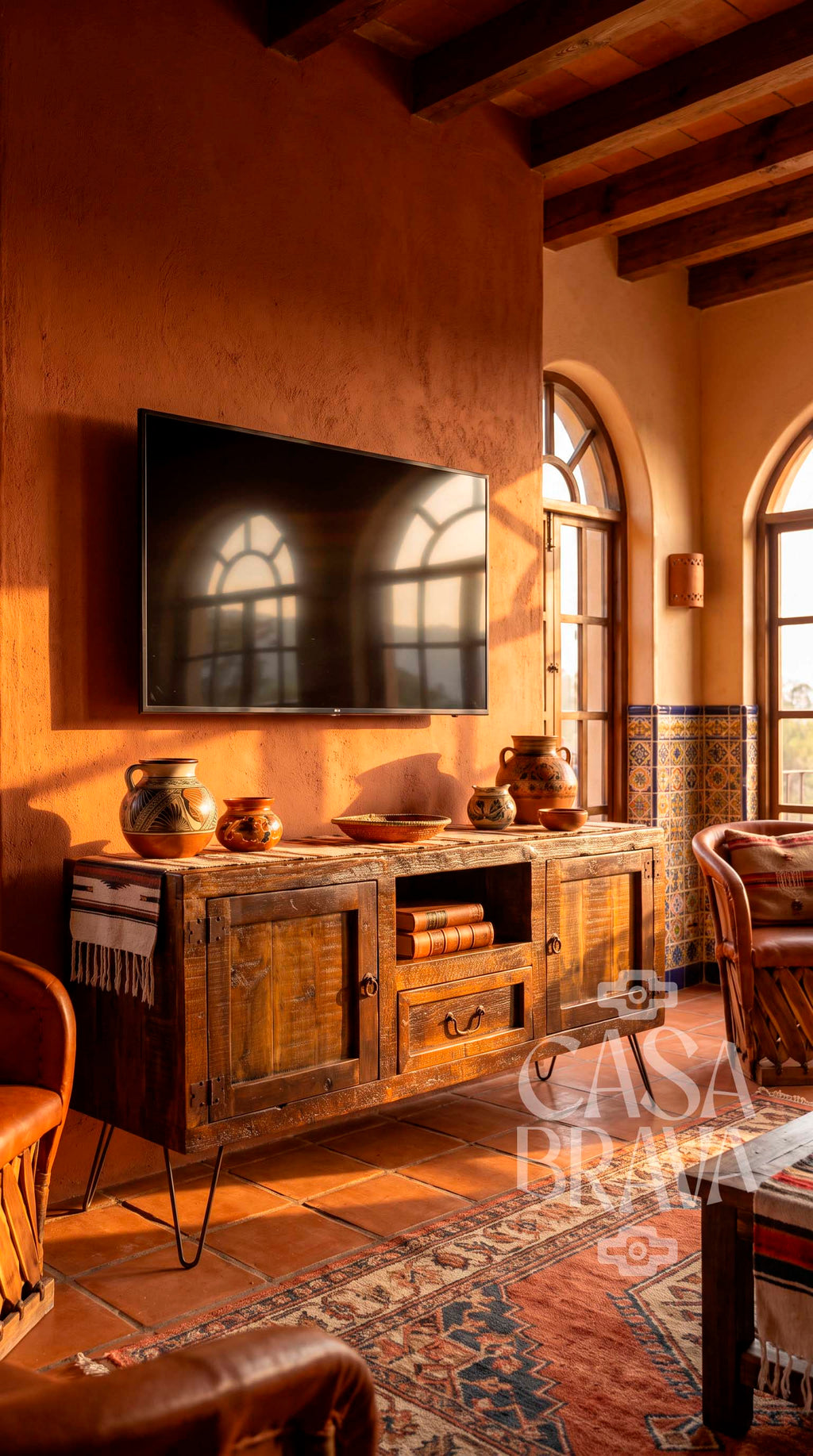 Guadalajara Rustic TV Console – Handcrafted Mexican Entertainment Center