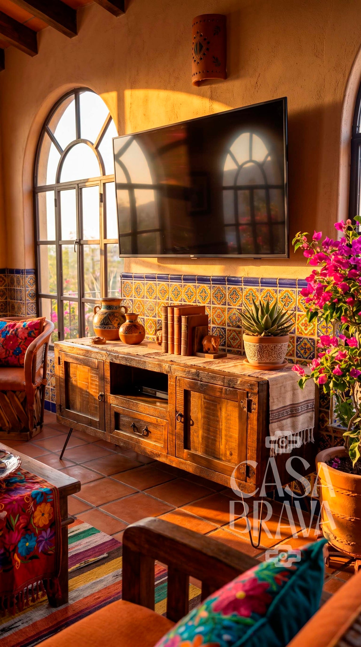 Guadalajara Rustic TV Console – Handcrafted Mexican Entertainment Center