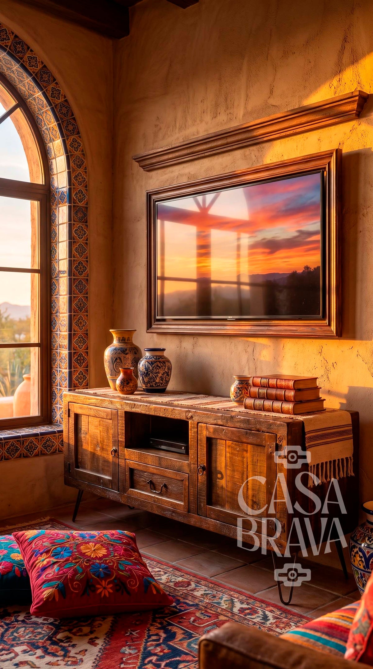 Guadalajara Rustic TV Console – Handcrafted Mexican Entertainment Center