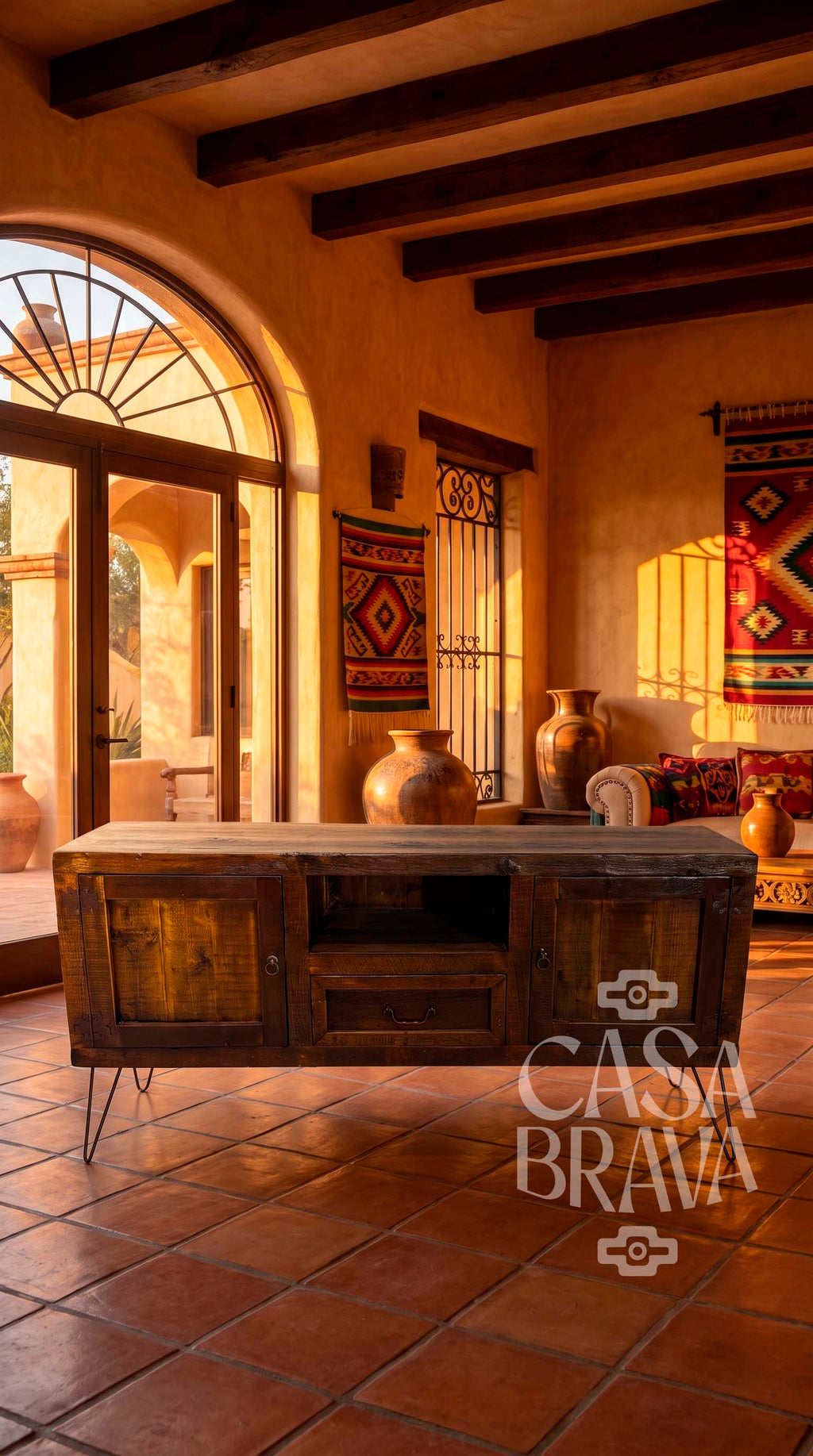 Guadalajara Rustic TV Console – Handcrafted Mexican Entertainment Center