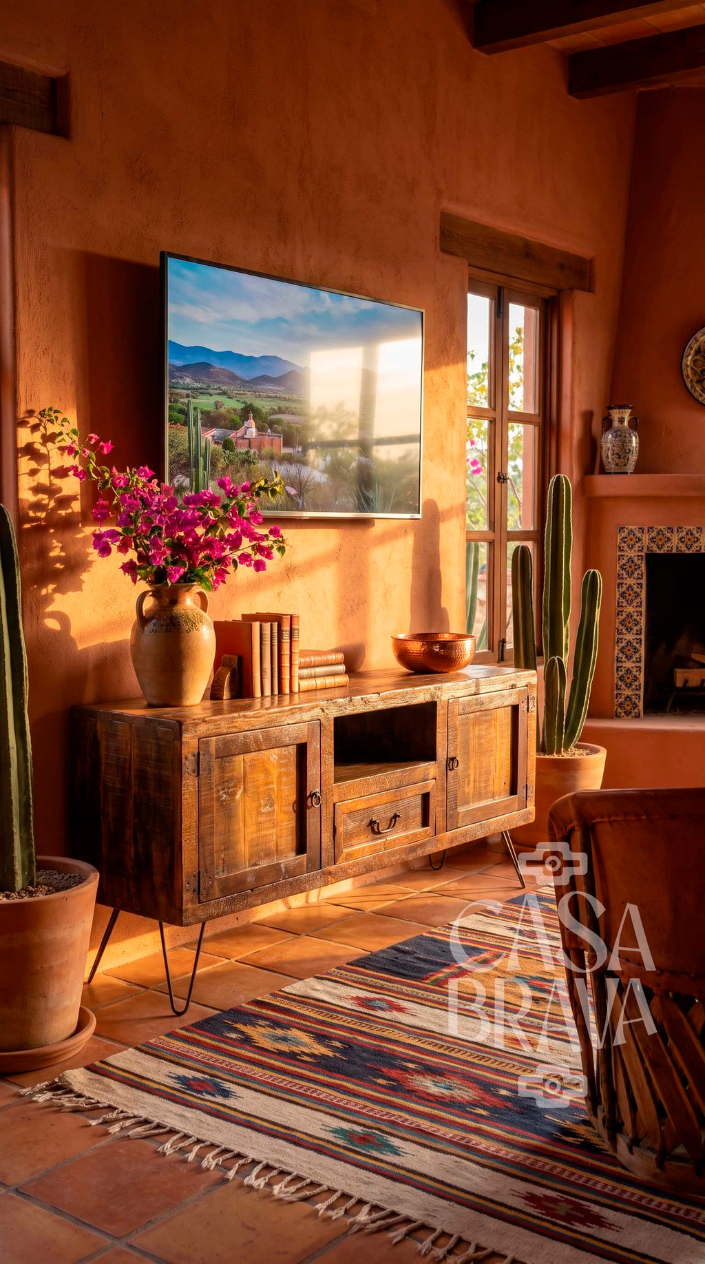 Guadalajara Rustic TV Console – Handcrafted Mexican Entertainment Center