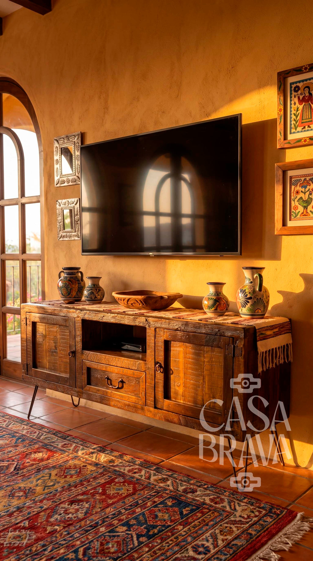 Guadalajara Rustic TV Console – Handcrafted Mexican Entertainment Center