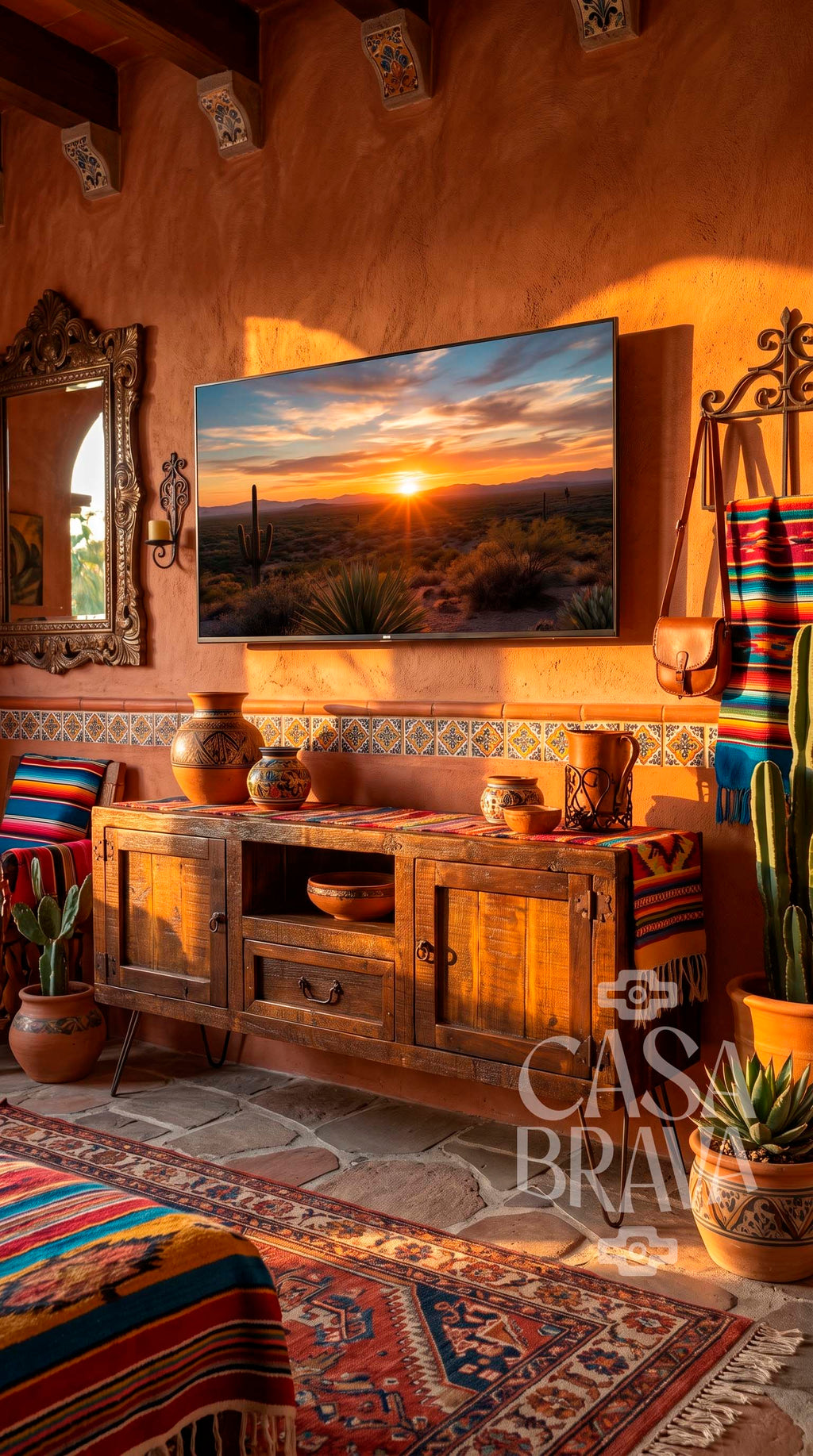 Guadalajara Rustic TV Console – Handcrafted Mexican Entertainment Center