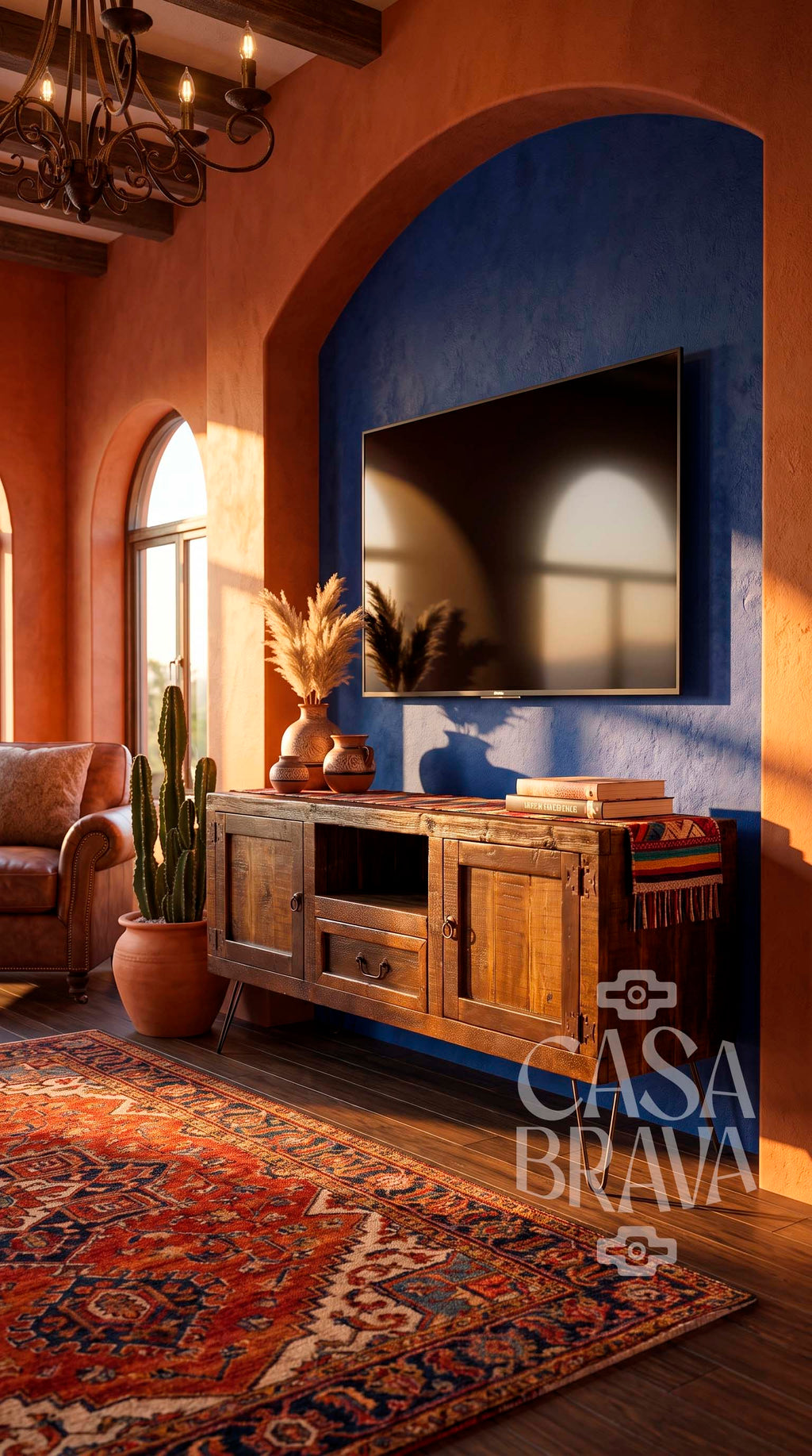 Guadalajara Rustic TV Console – Handcrafted Mexican Entertainment Center
