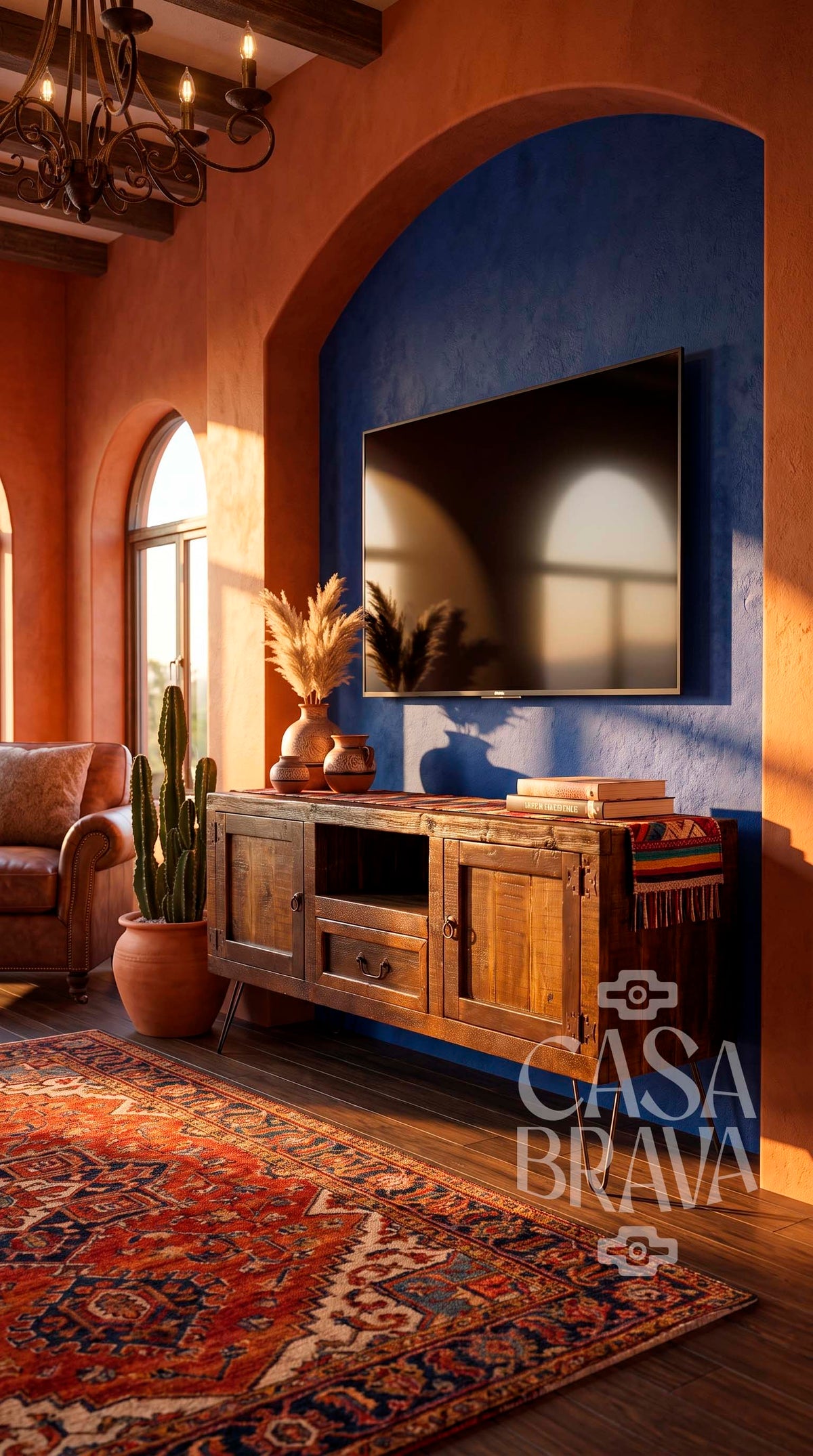 Guadalajara Rustic TV Console – Handcrafted Mexican Entertainment Center