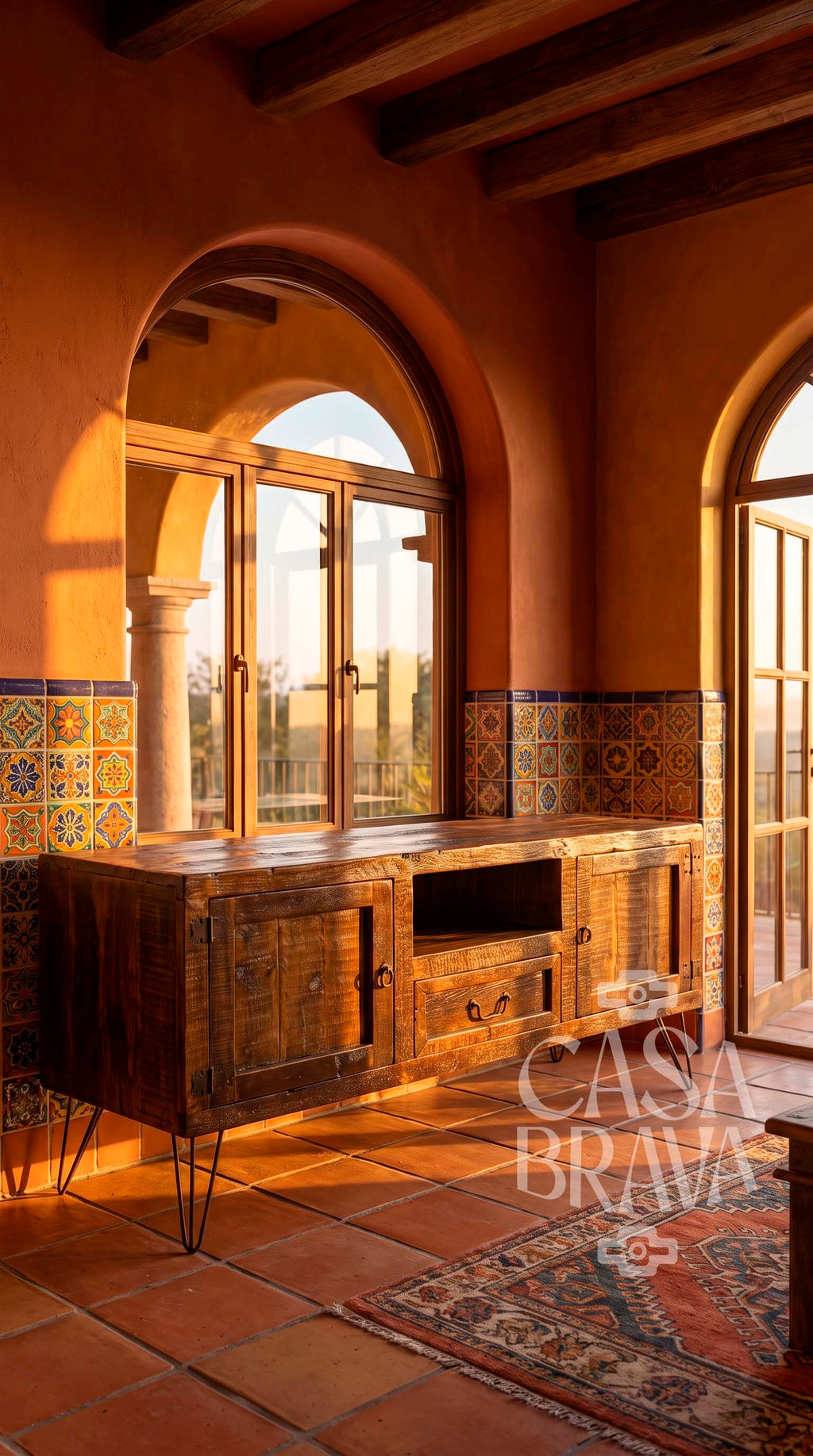 Guadalajara Rustic TV Console – Handcrafted Mexican Entertainment Center