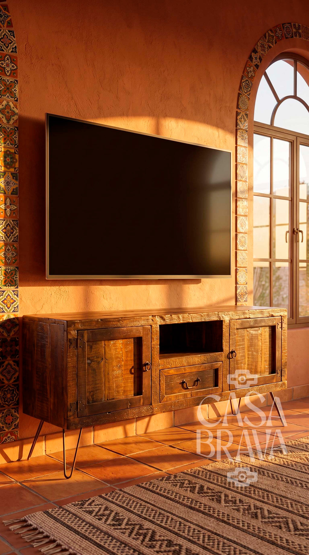 Guadalajara Rustic TV Console – Handcrafted Mexican Entertainment Center