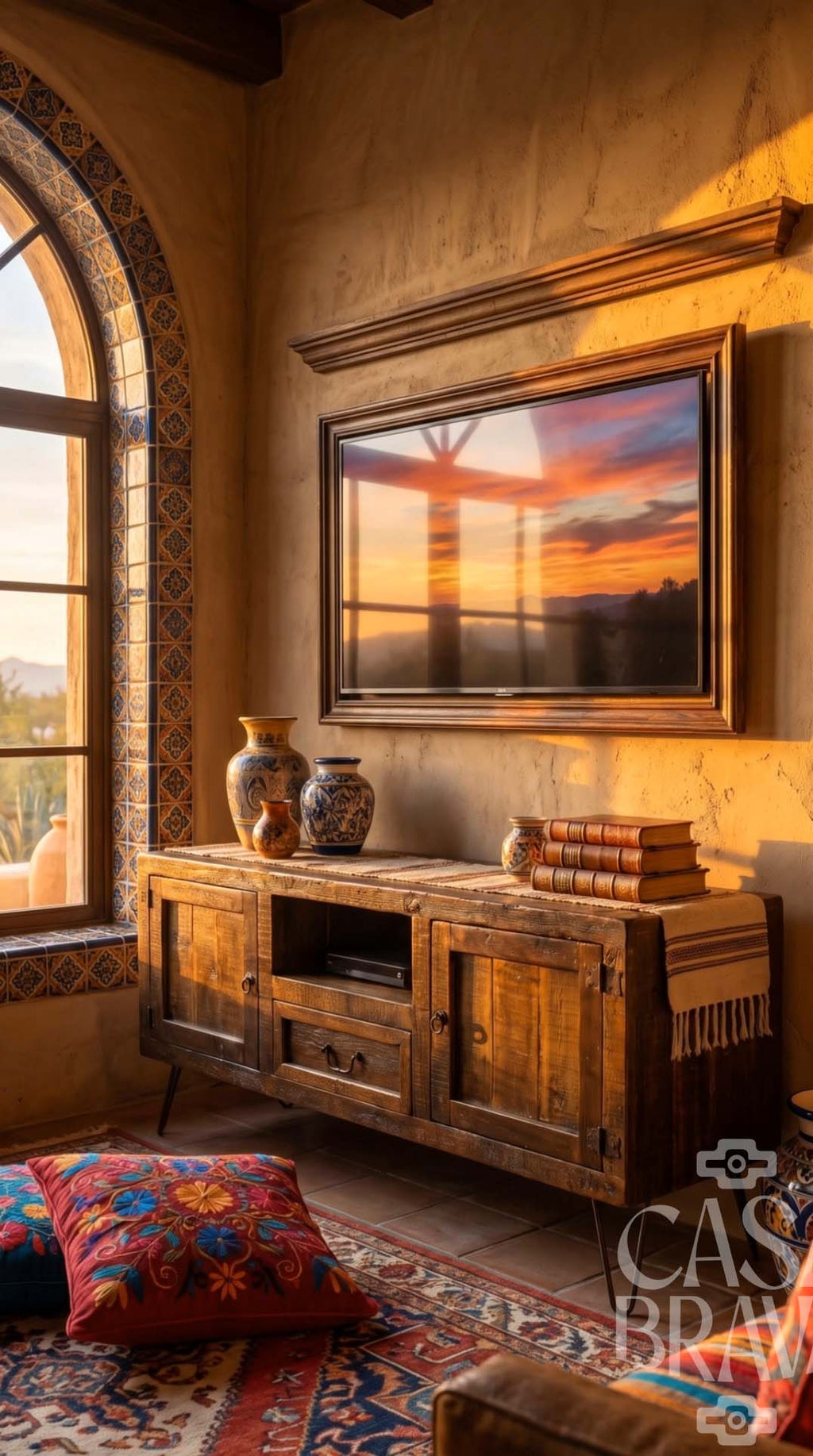 Guadalajara Rustic TV Console – Handcrafted Mexican Entertainment Center