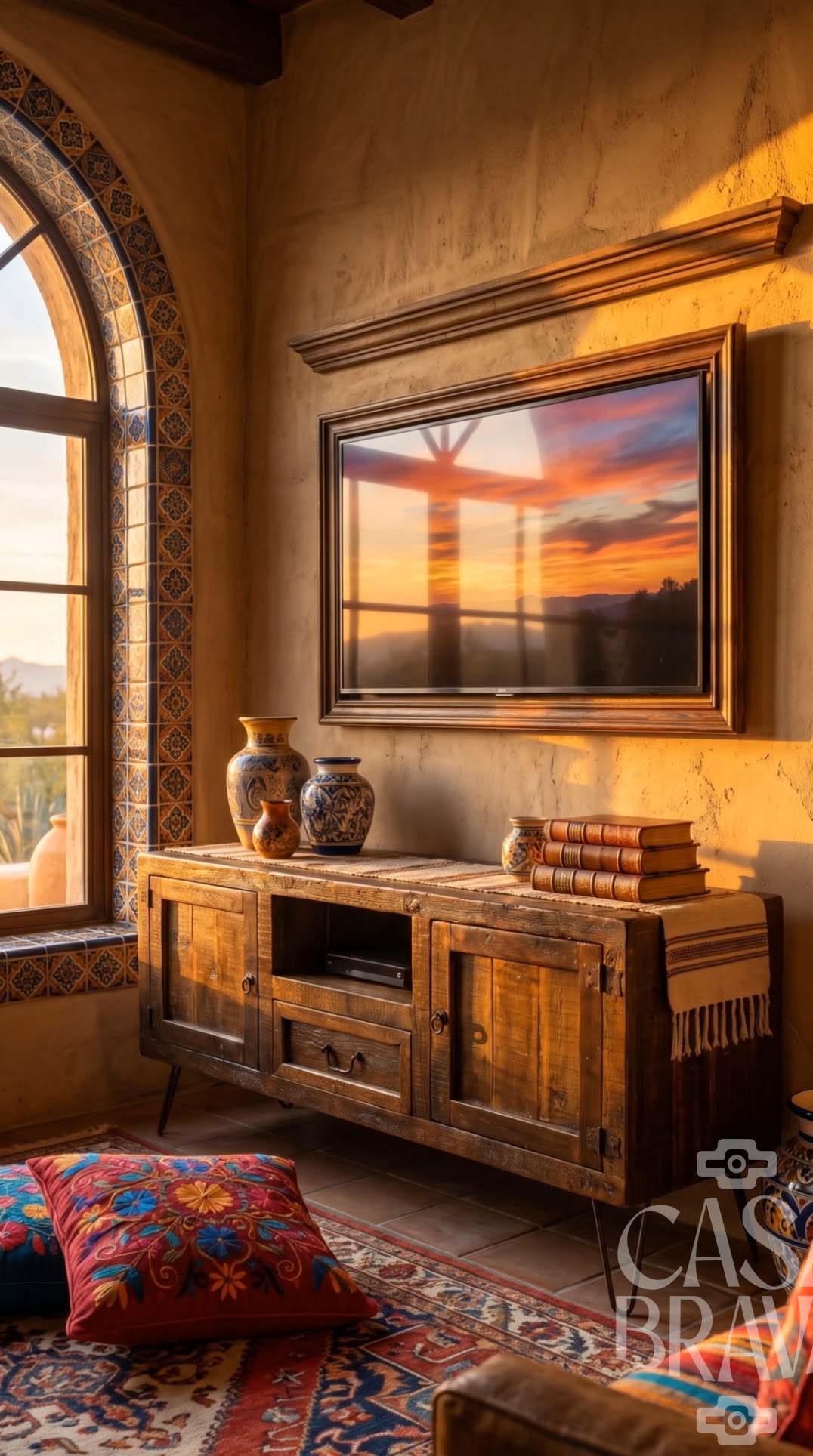 Guadalajara Rustic TV Console – Handcrafted Mexican Entertainment Center