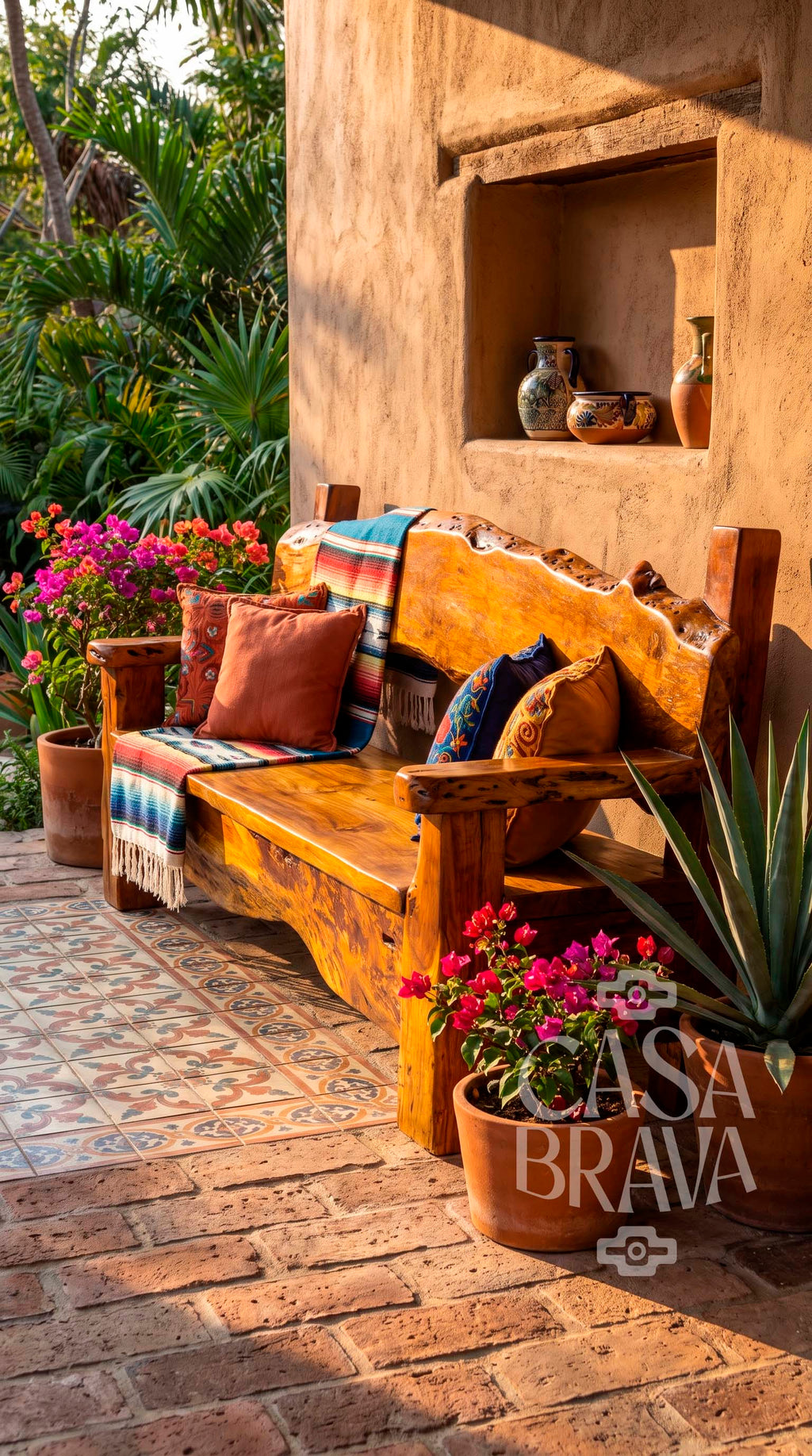 De Mezquite Rustic Patio Bench – Mexican-Inspired Outdoor Furniture