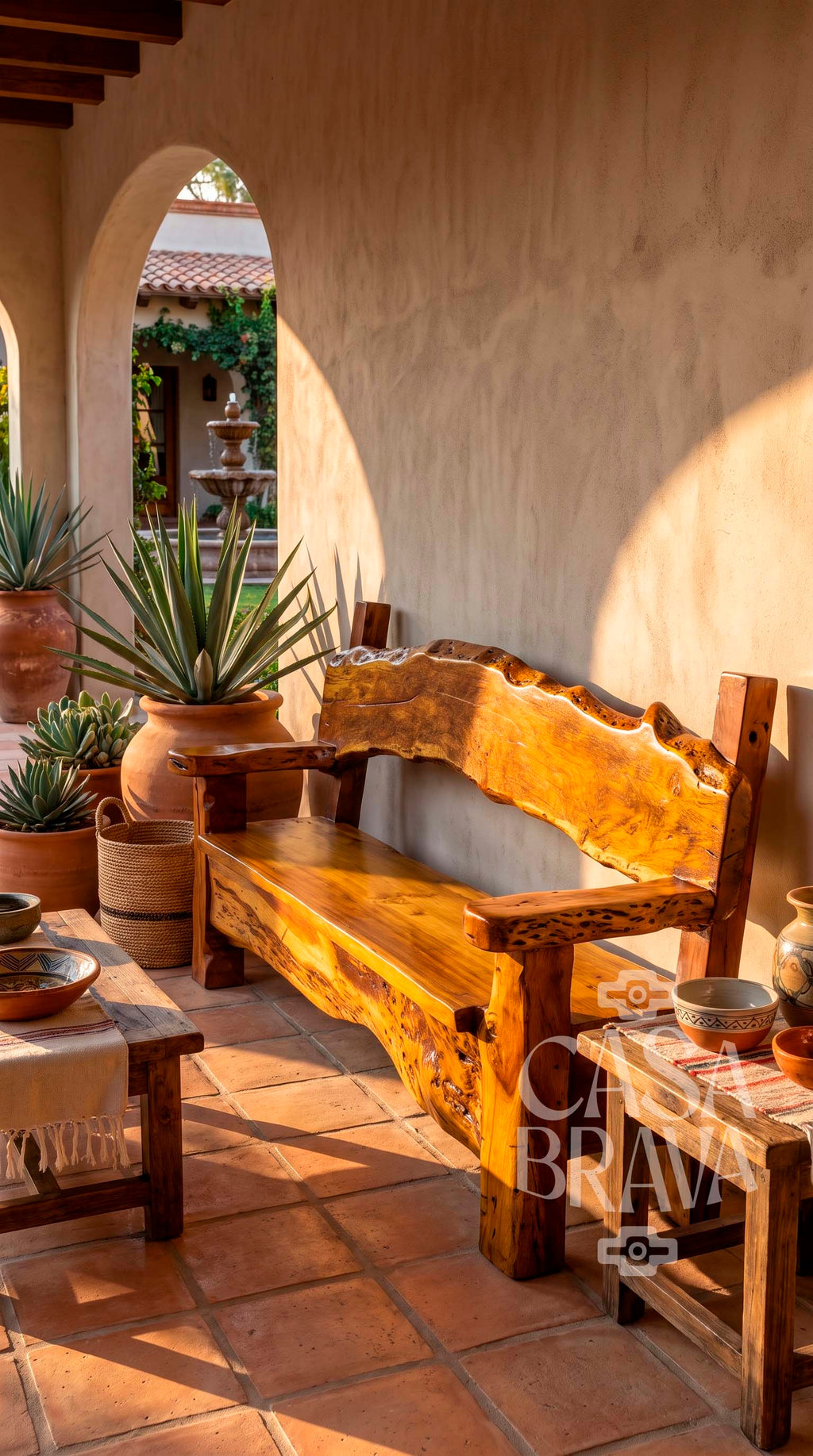 De Mezquite Rustic Patio Bench – Mexican-Inspired Outdoor Furniture