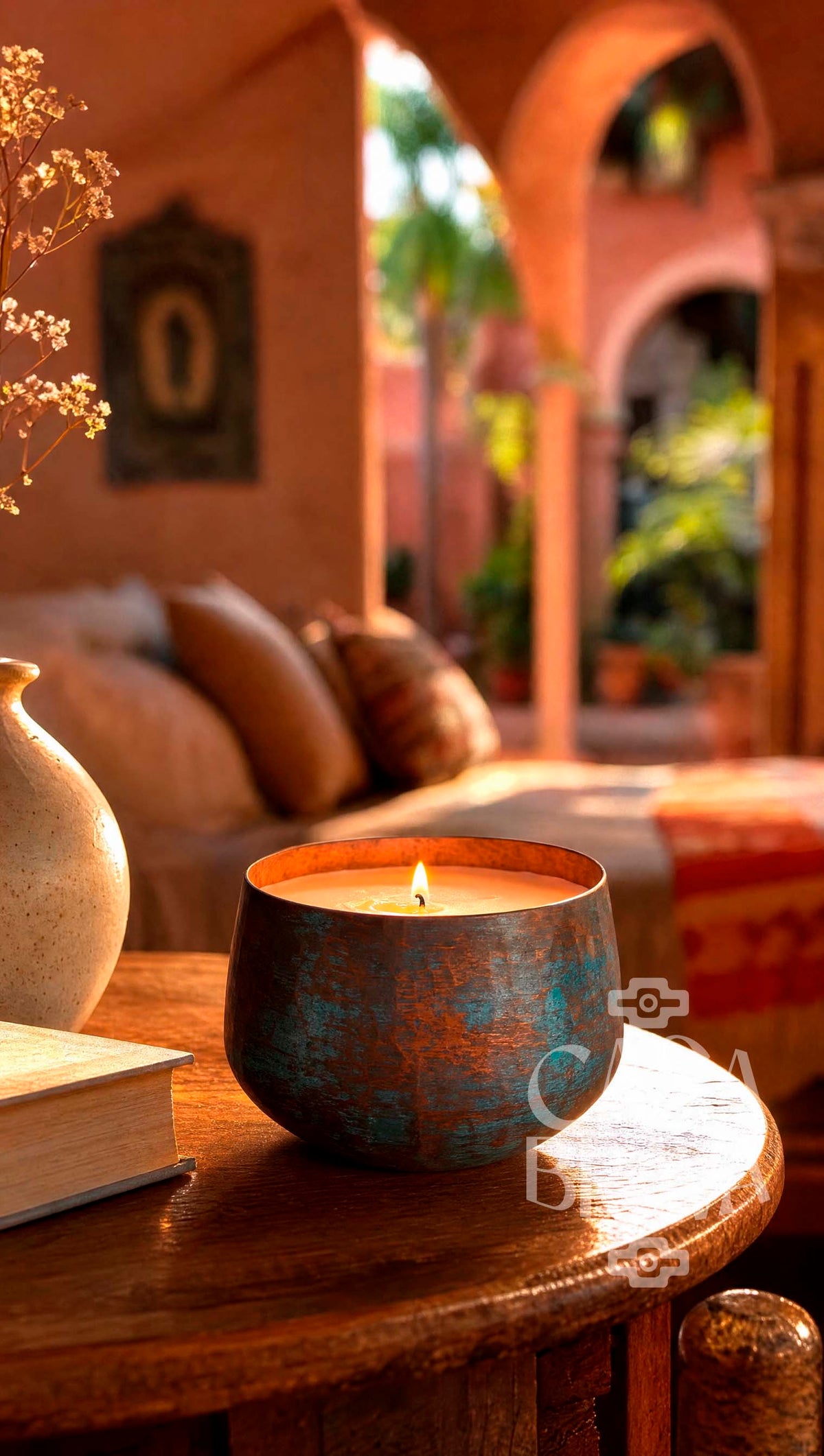Ollita Hammered Copper Candle