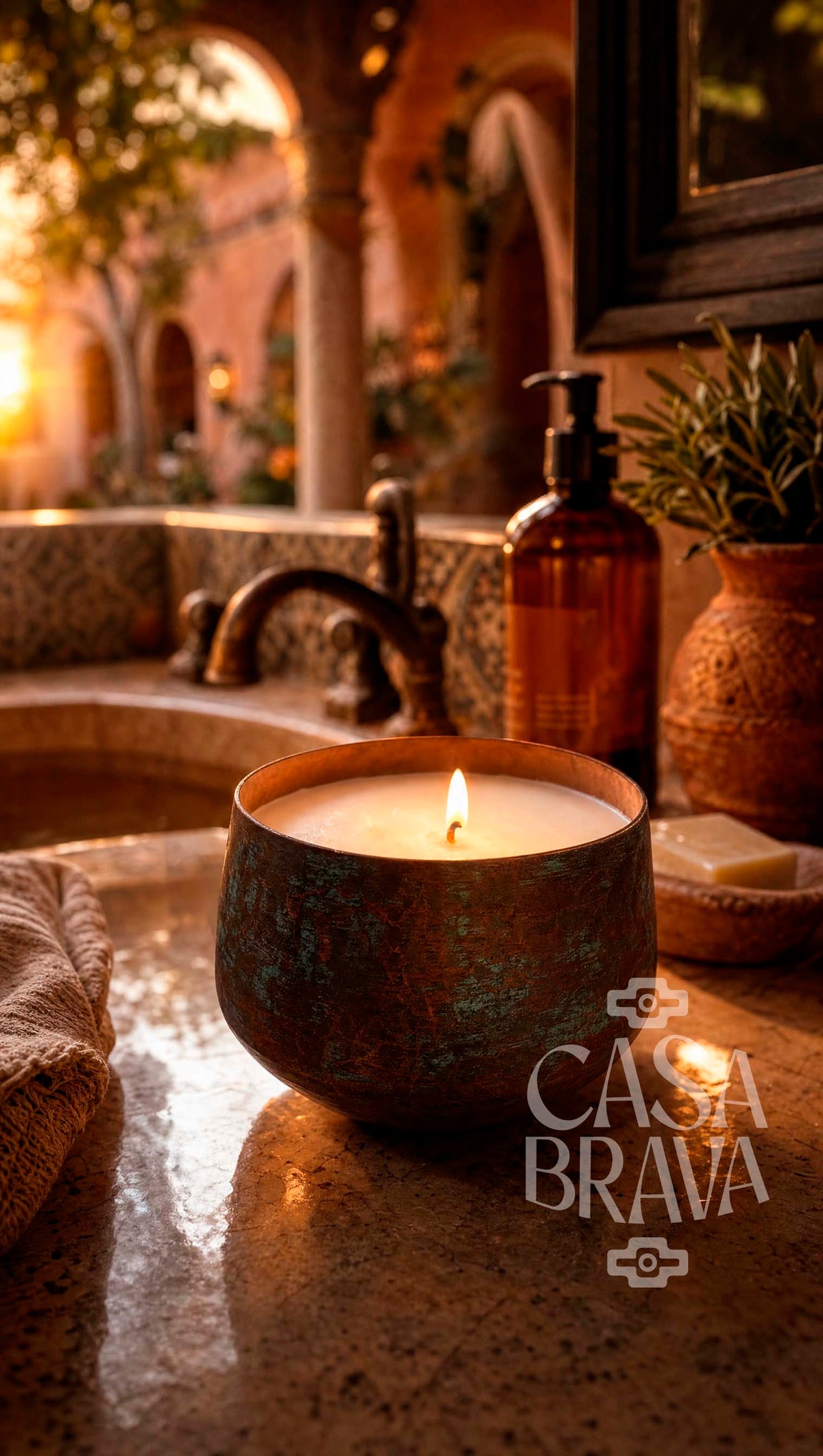 Ollita Hammered Copper Candle