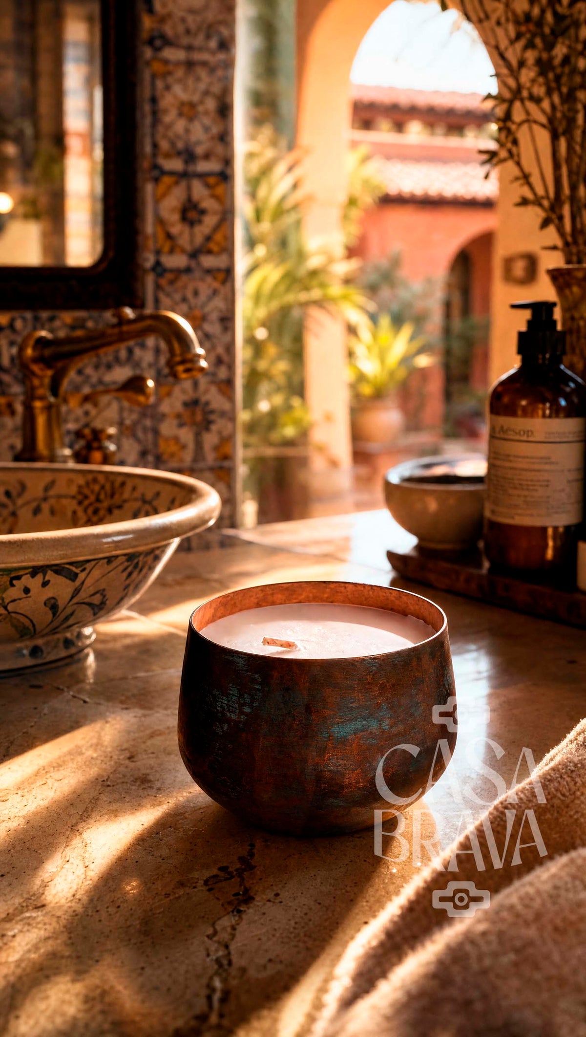 Ollita Hammered Copper Candle