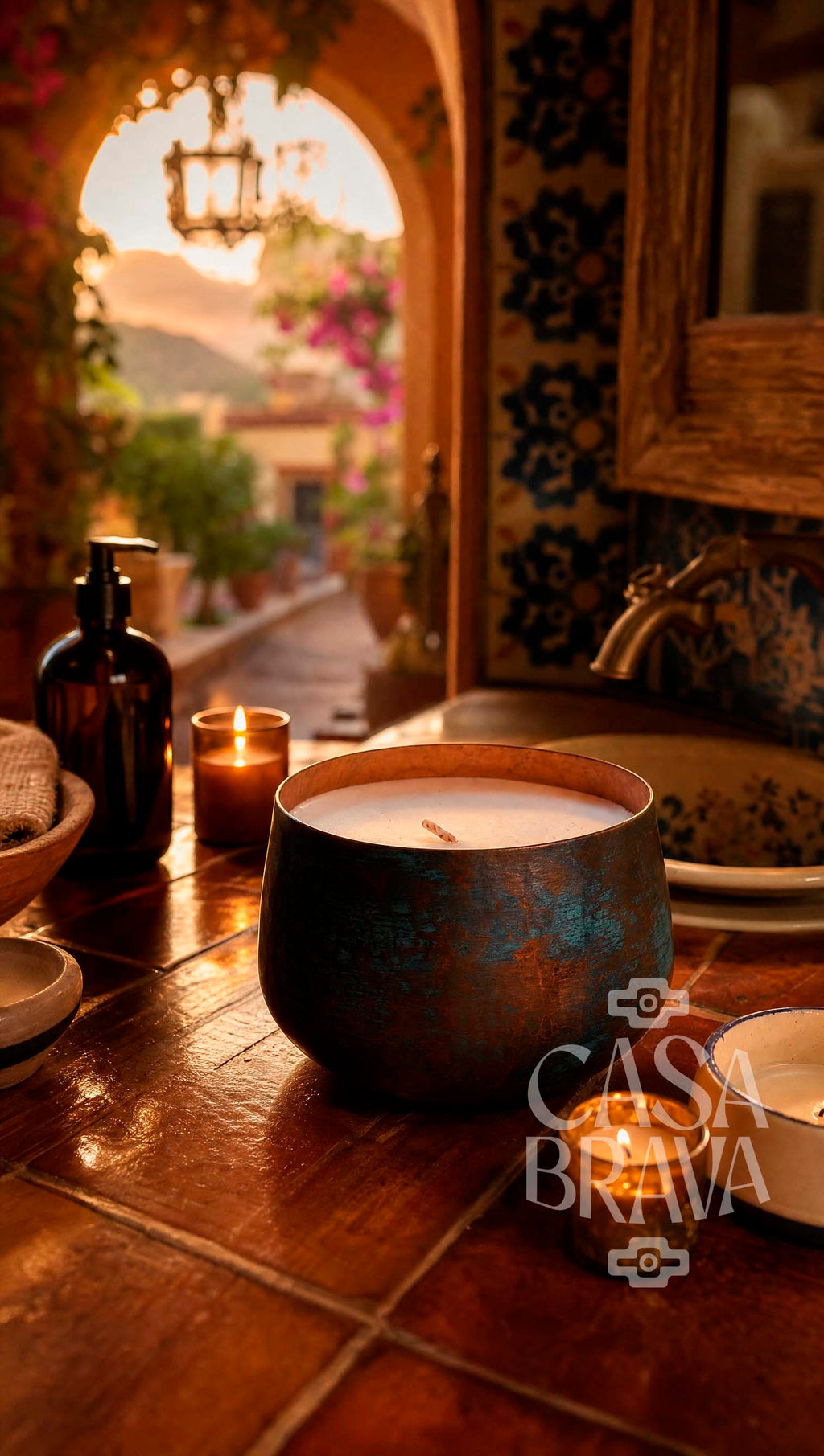 Ollita Hammered Copper Candle