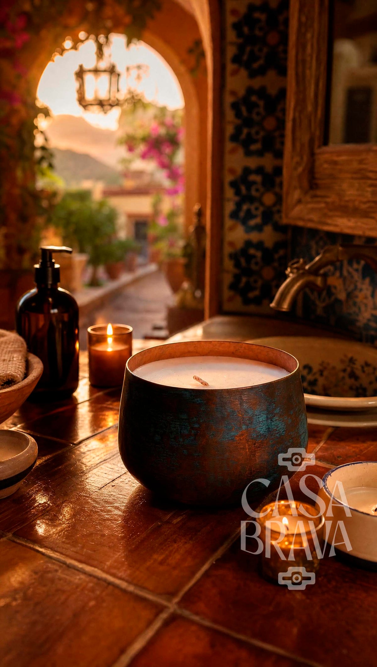 Ollita Hammered Copper Candle