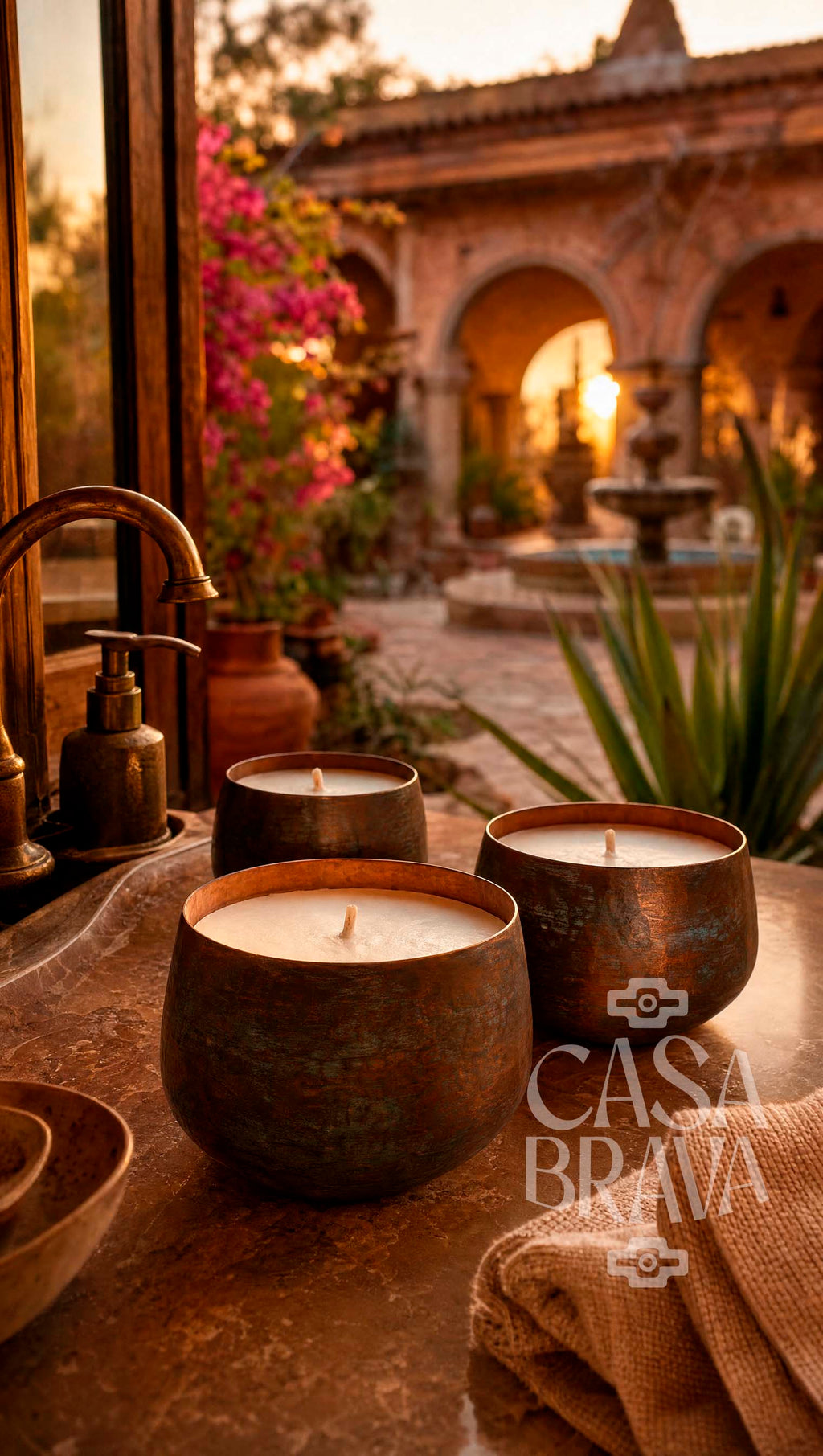 Ollita Hammered Copper Candle